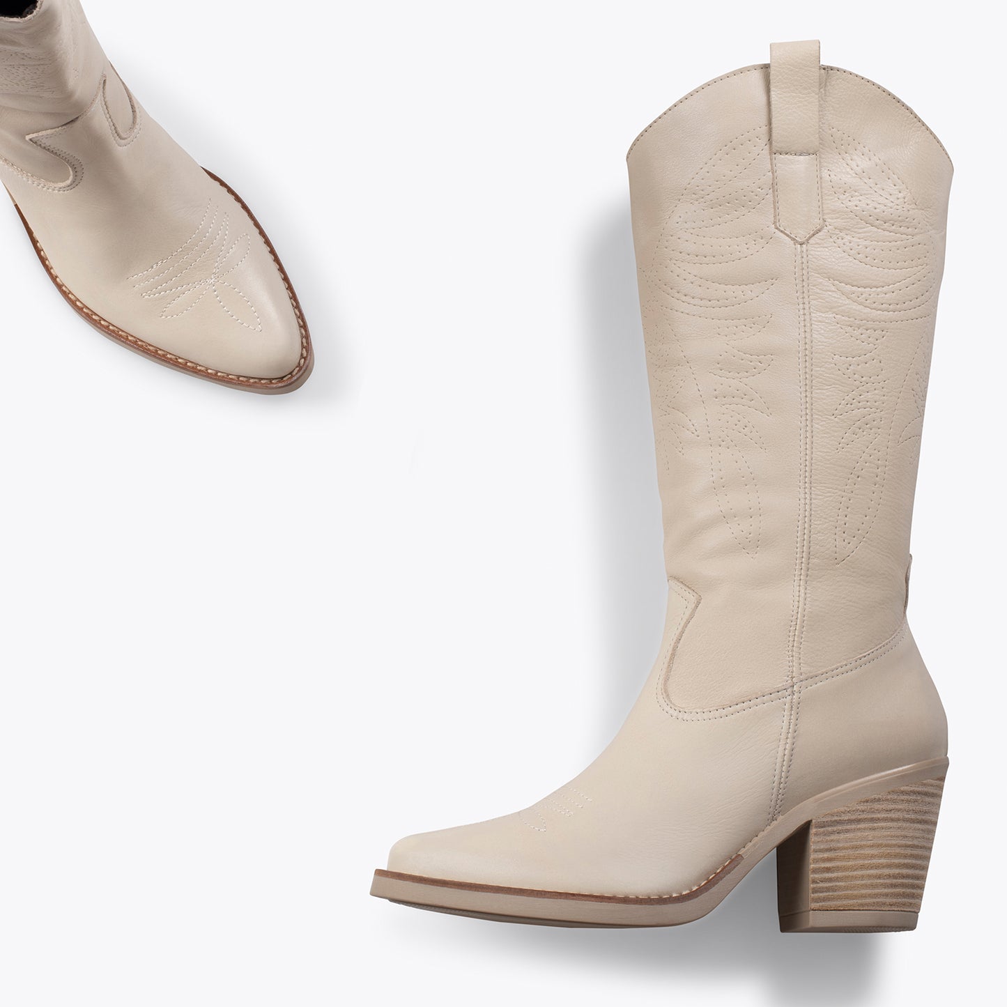 DALLAS – Botas de cowboy altas BEGE 