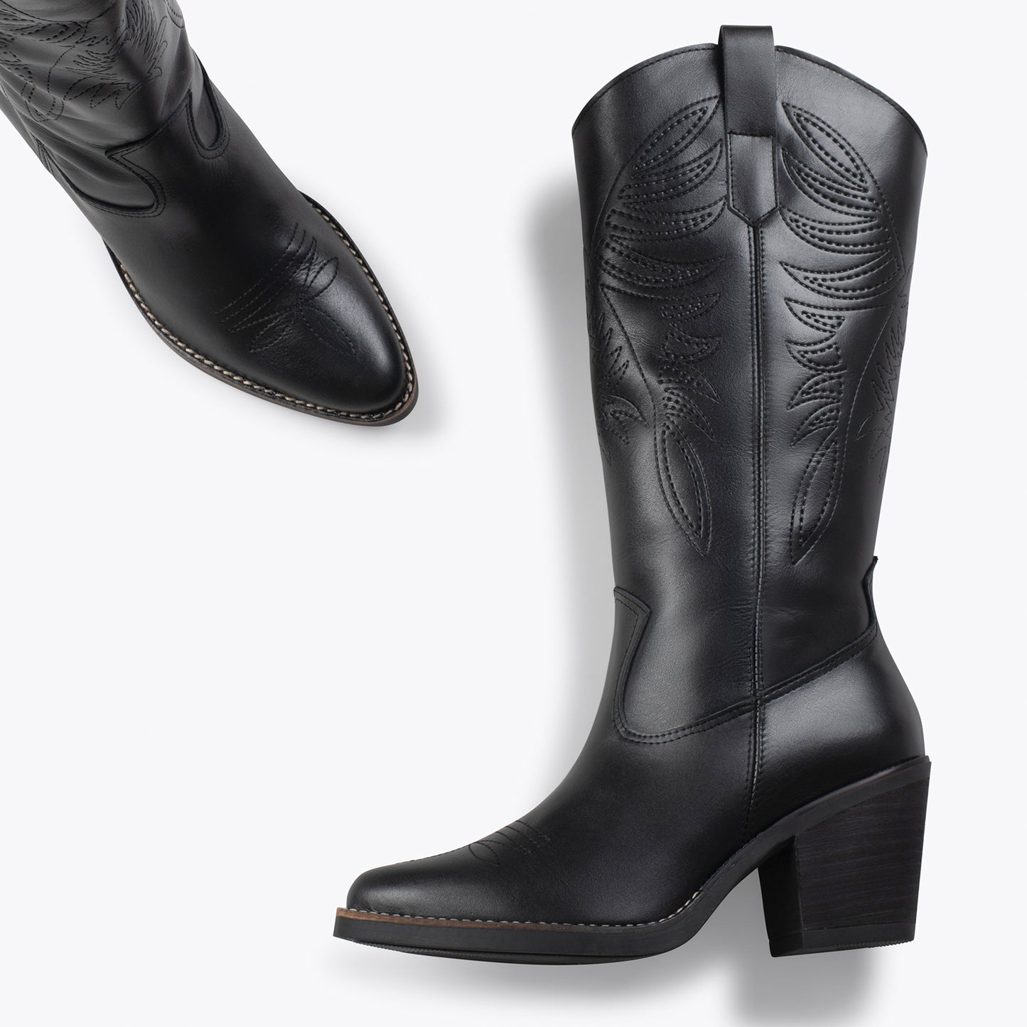 DALLAS – Botas cowboy altas NEGRO