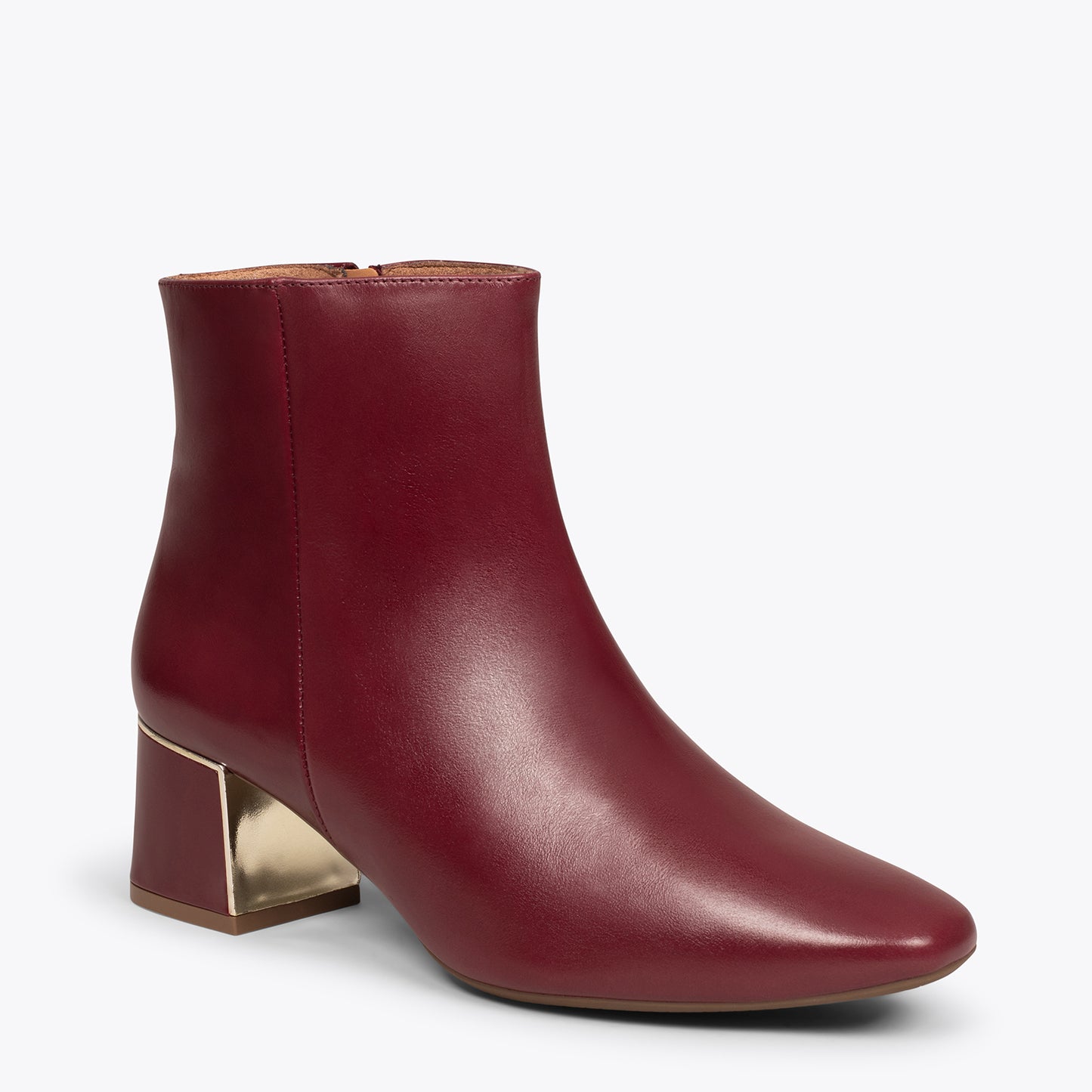 Bottines à talons GOLD BURGUNDY avec détail doré 