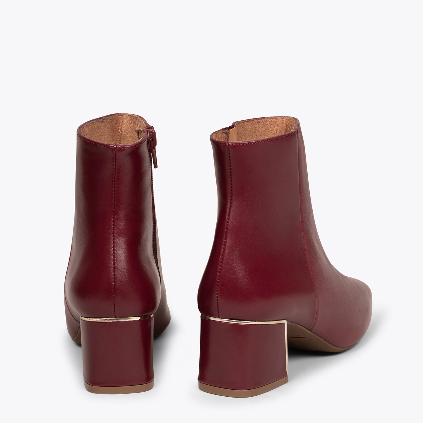 Bottines à talons GOLD BURGUNDY avec détail doré 