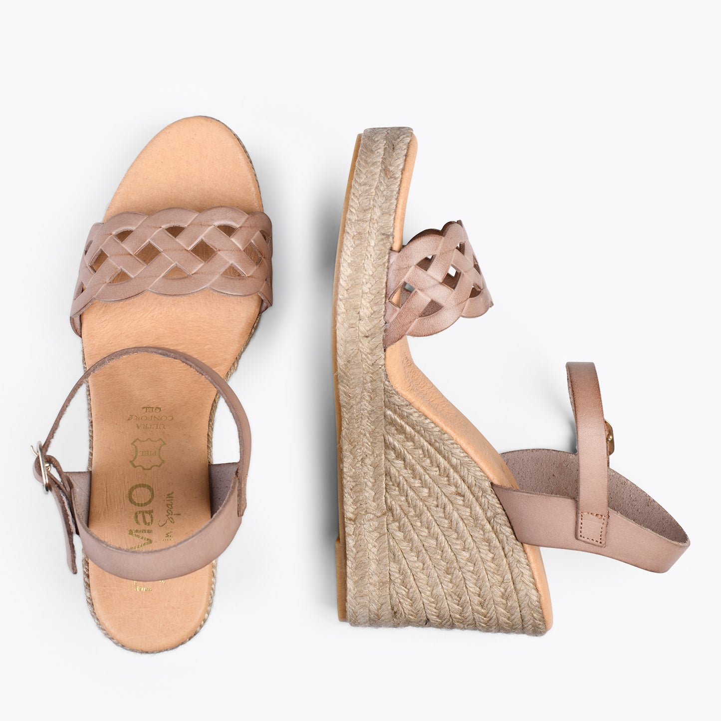 OASIS – Wedges en sparte grillé avec galon TAUPE 