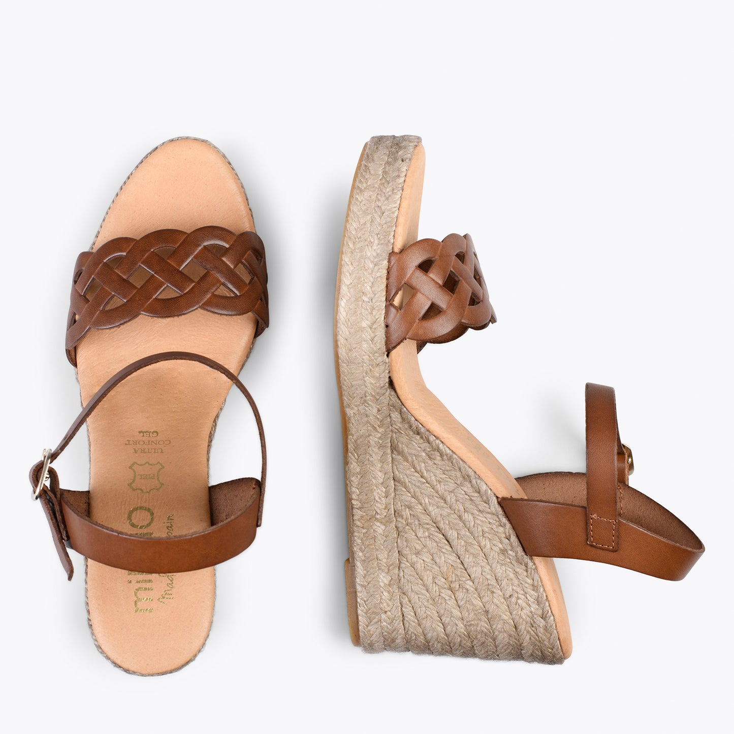 OASIS – Wedges en sparte grillé avec galon MARRON 