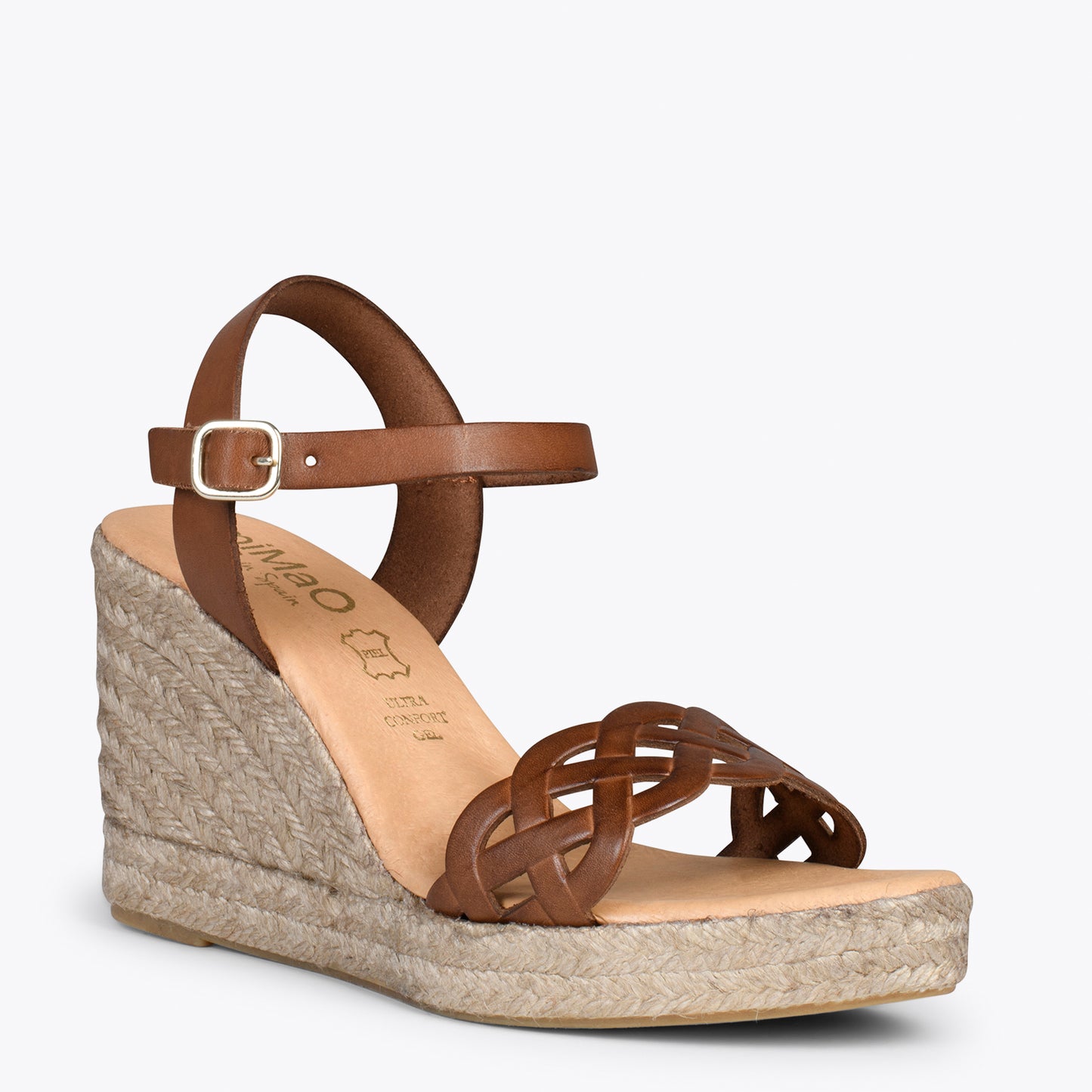 OASIS – Wedges en sparte grillé avec galon MARRON 