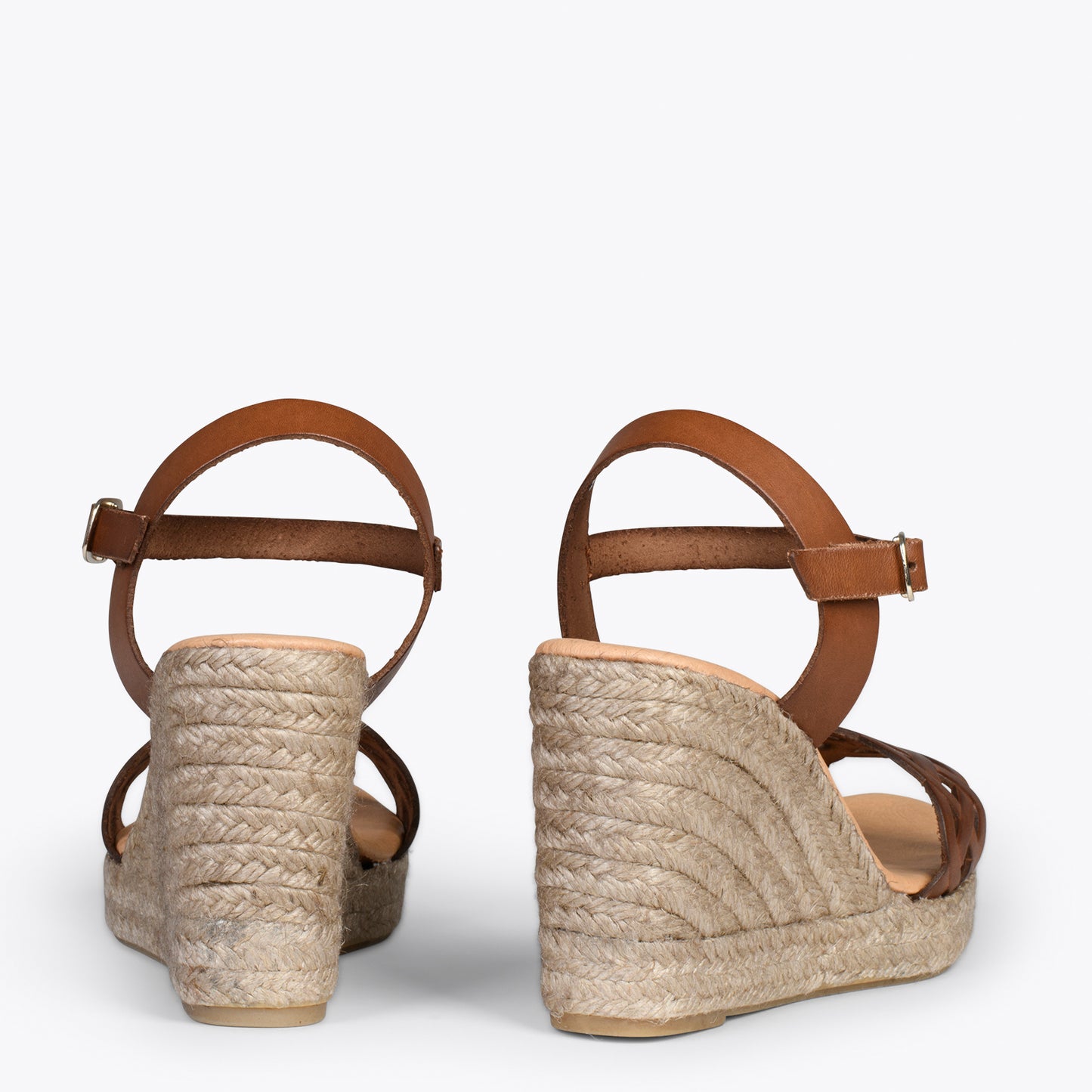 OASIS – Wedges en sparte grillé avec galon MARRON 