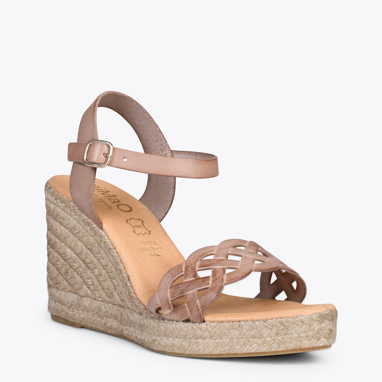 OASIS – Wedges en sparte grillé avec galon TAUPE 