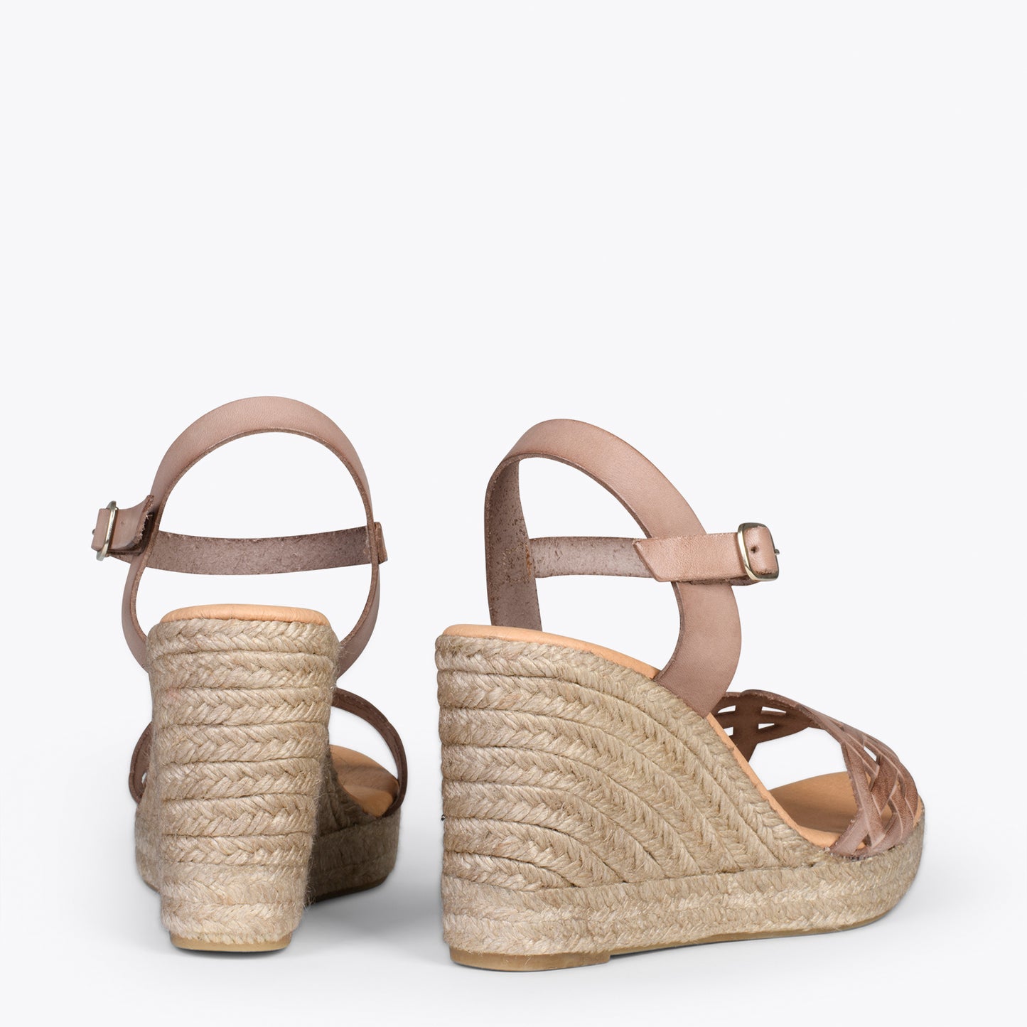 OASIS – Wedges en sparte grillé avec galon TAUPE 