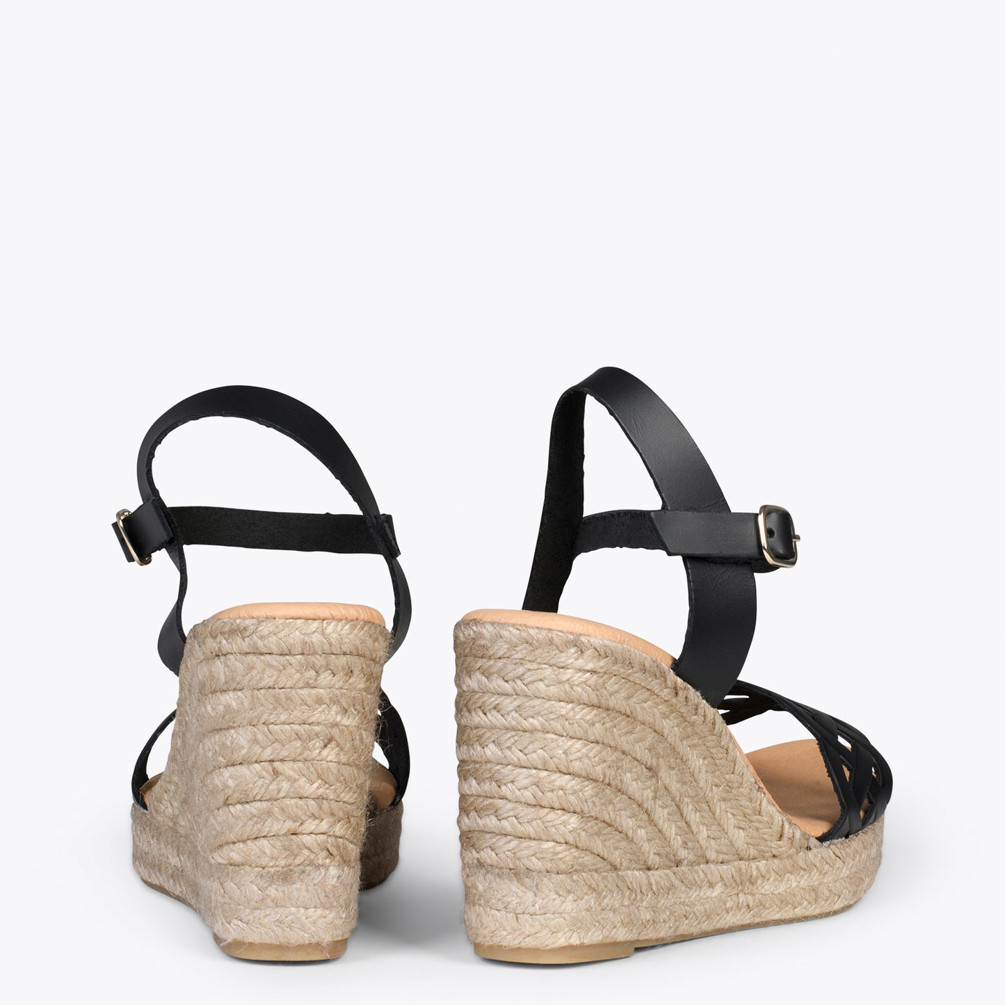 OASIS – Wedges en sparte grillé avec galon NOIR 