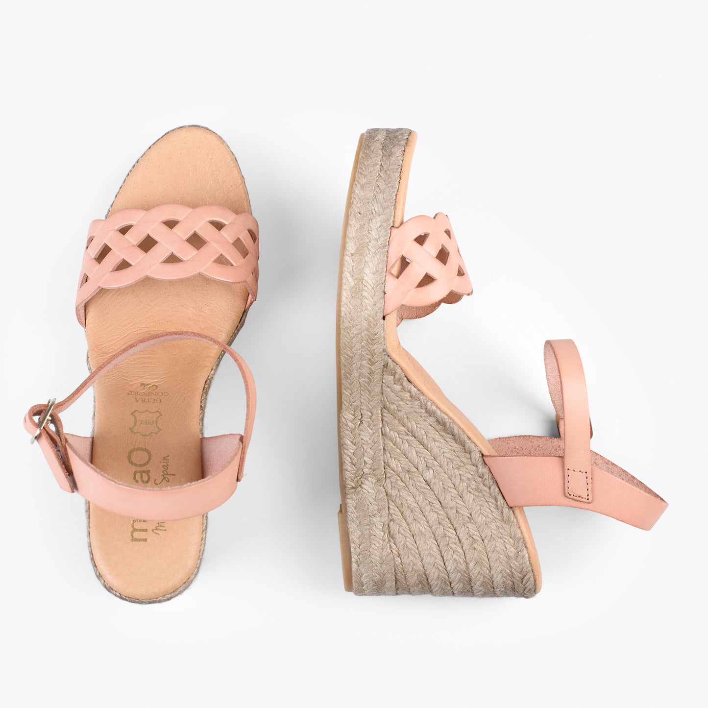 OASIS – Wedges en sparte grillé avec galon NUDE 