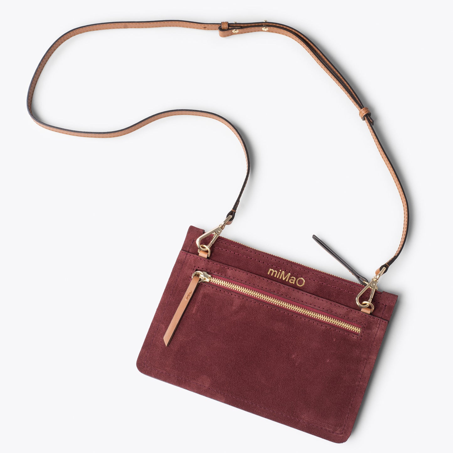 CLASSIC - Bolsa crossbody com zíper duplo BORGONHA 