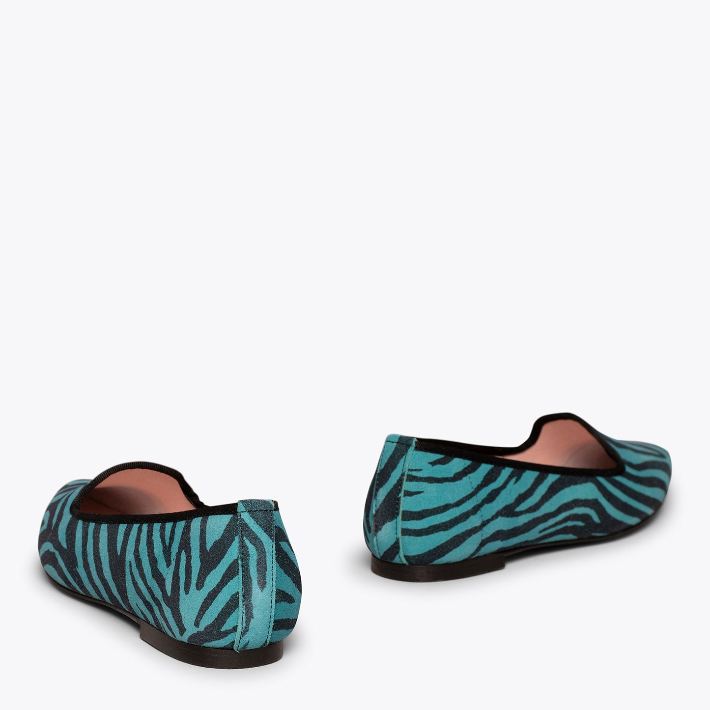 SLIPPER Chaussures plates imprimé animalier zèbre TURQUOISE 