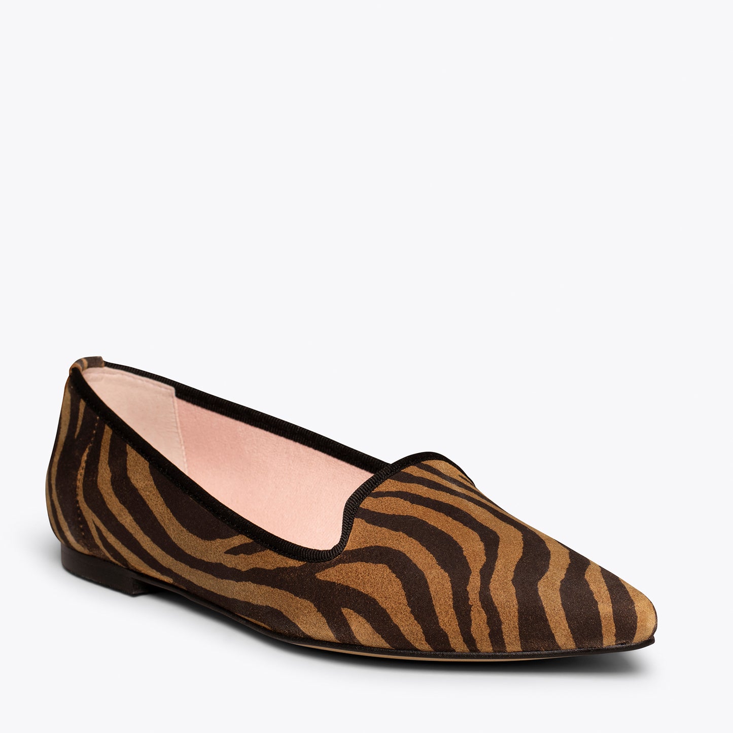 SLIPPER Chaussures plates imprimé animalier zèbre CAMEL 