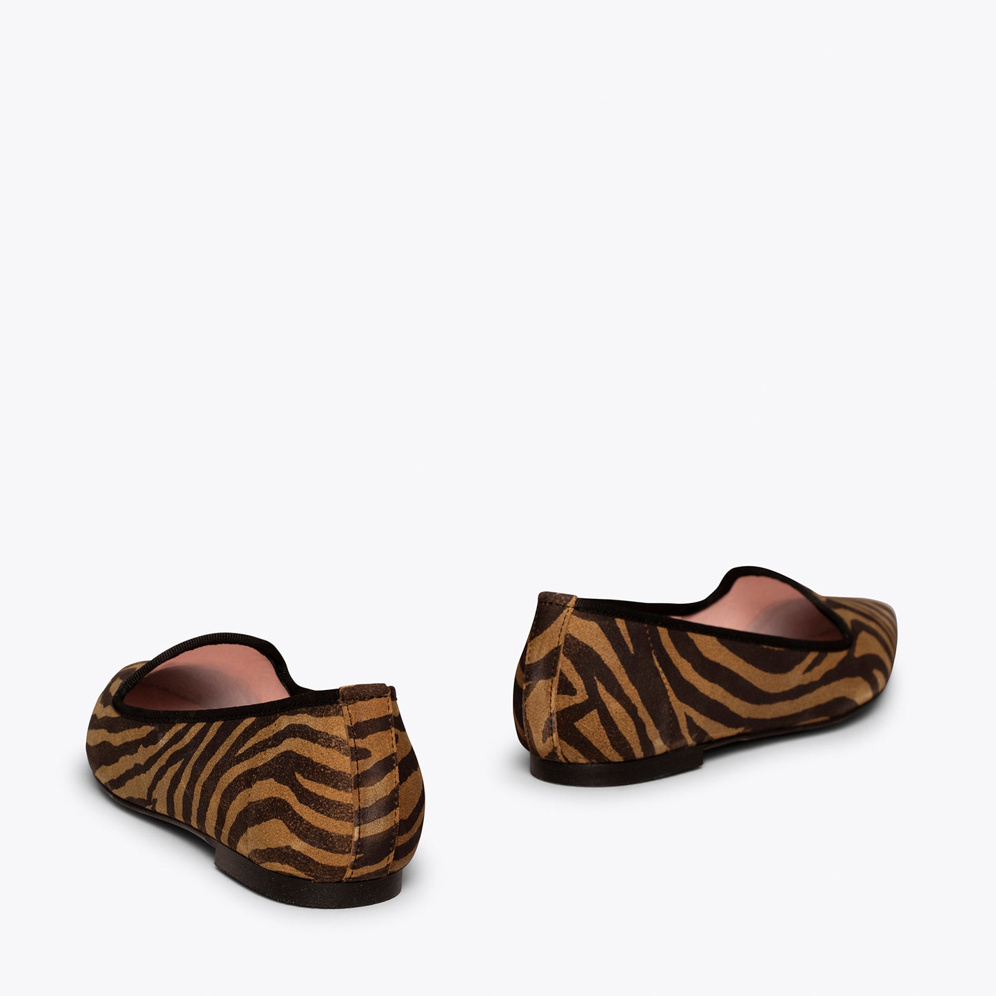 SLIPPER Zapatos planos animal print cebra CAMEL