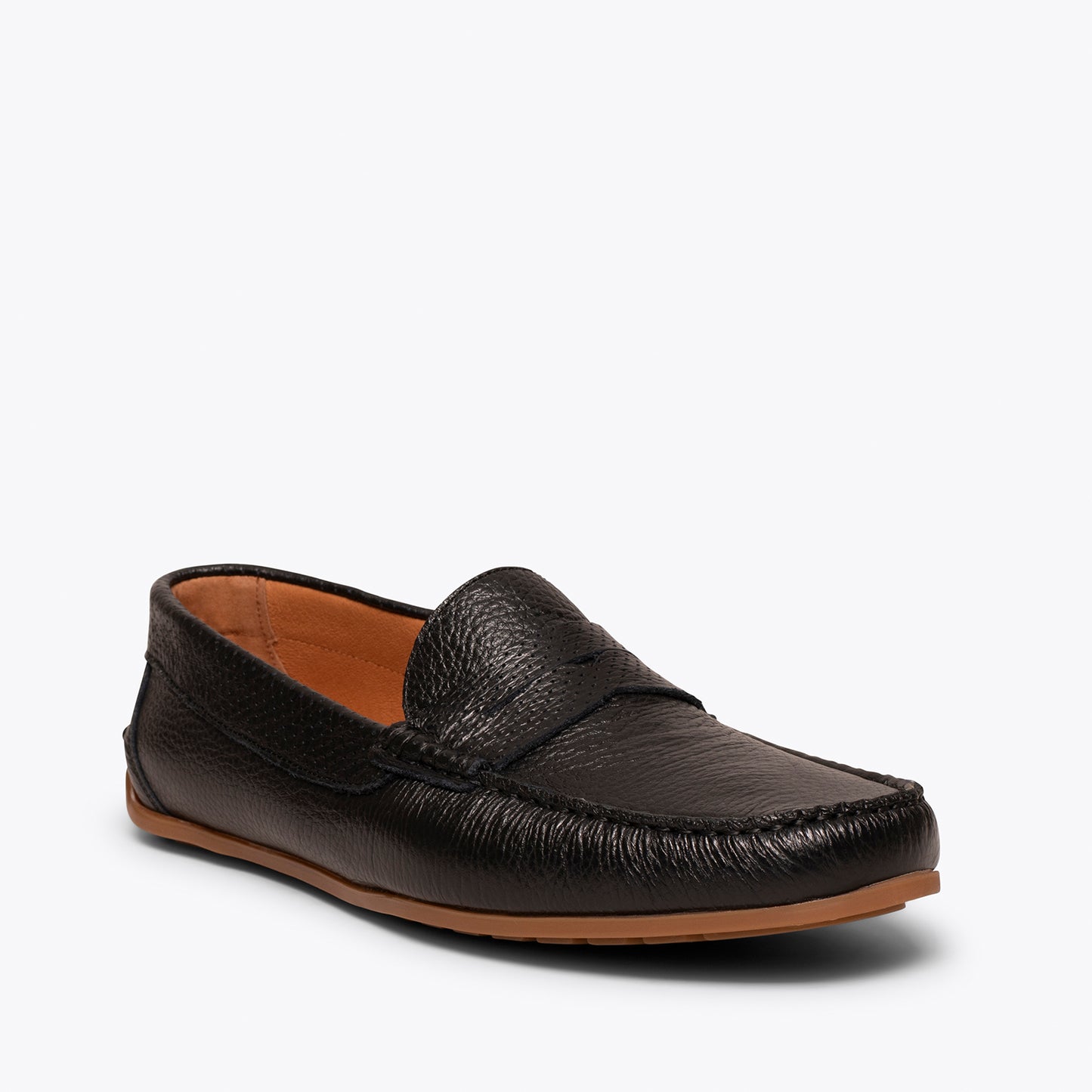 MOCCASIN Calçado casual masculino de couro PRETO 