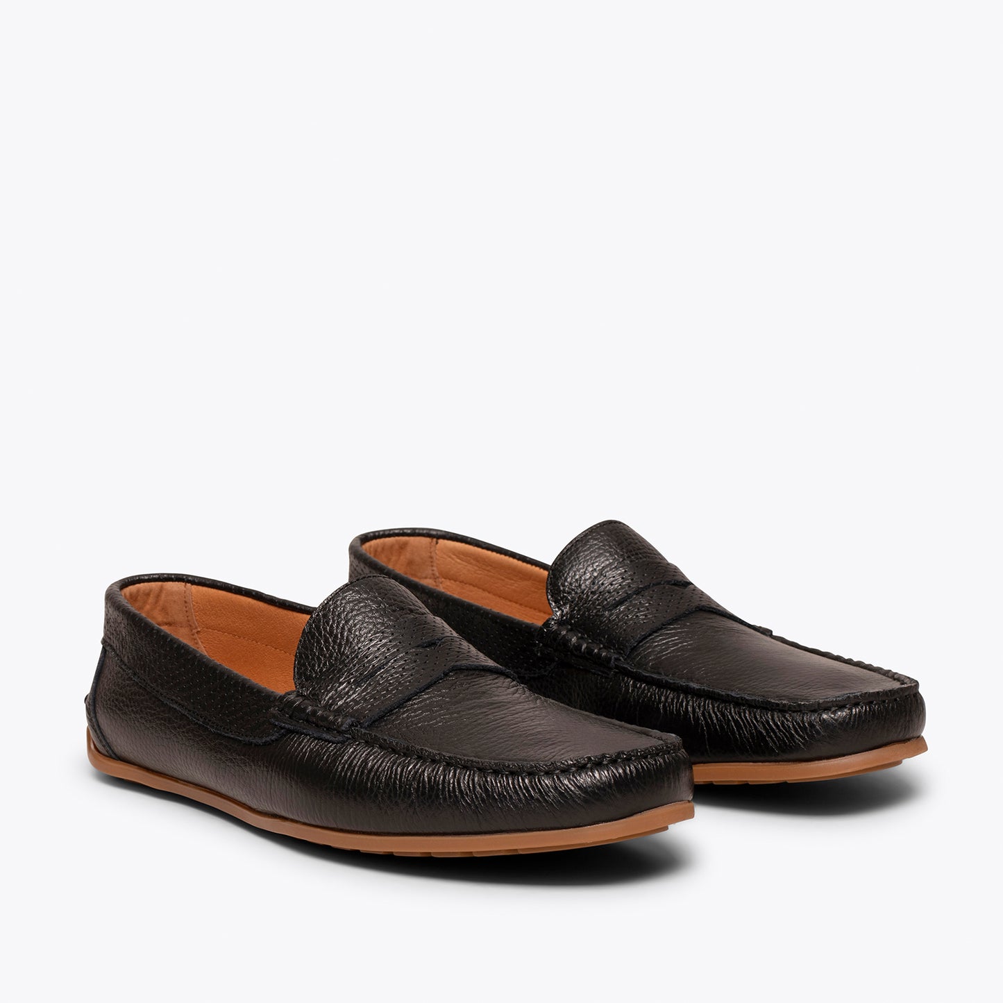 MOCCASIN Calçado casual masculino de couro PRETO 