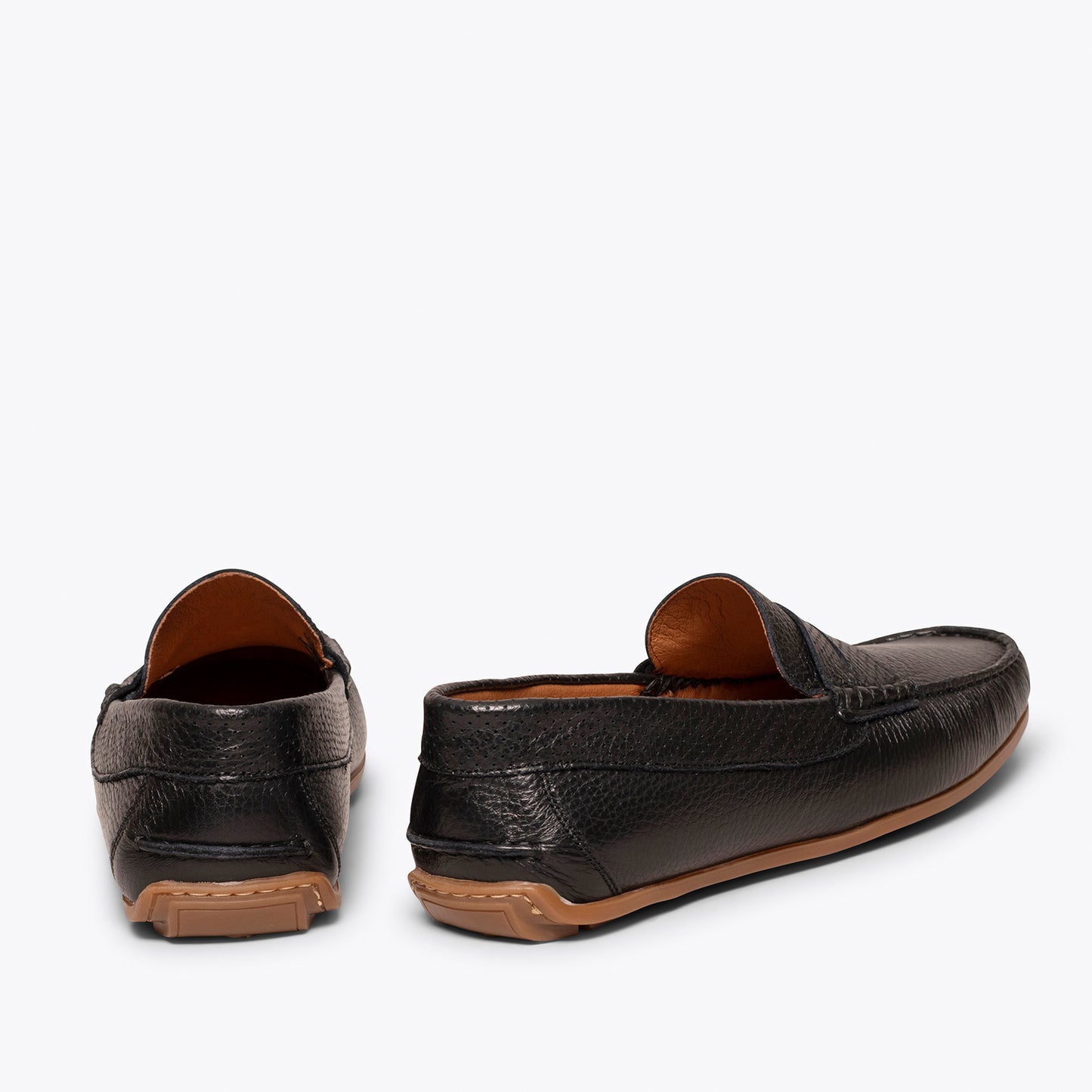 MOCCASIN Calçado casual masculino de couro PRETO 