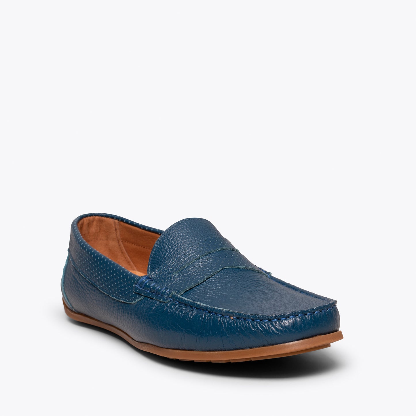 Calçado casual masculino de couro MOCCASIN BLUE 