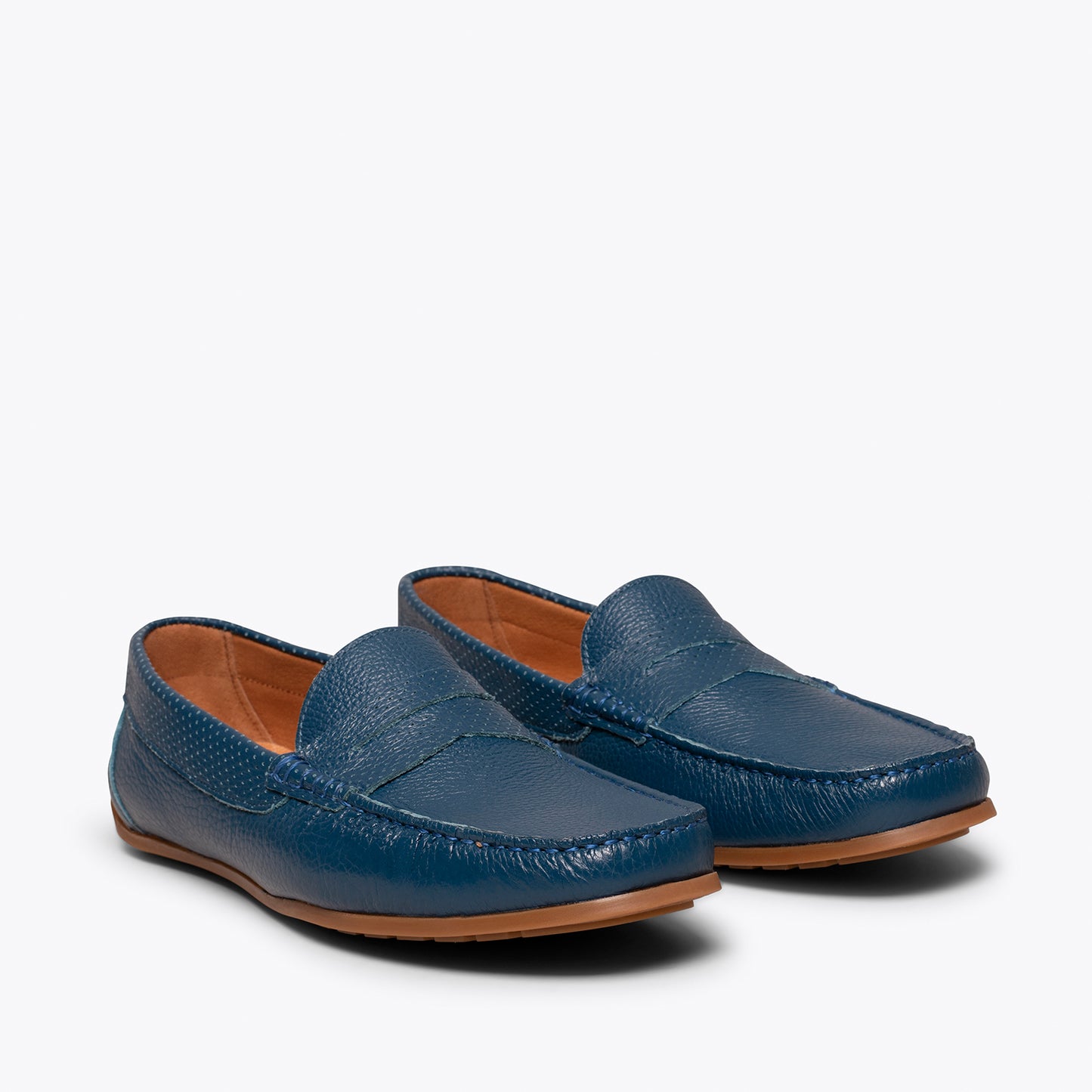 Calçado casual masculino de couro MOCCASIN BLUE 