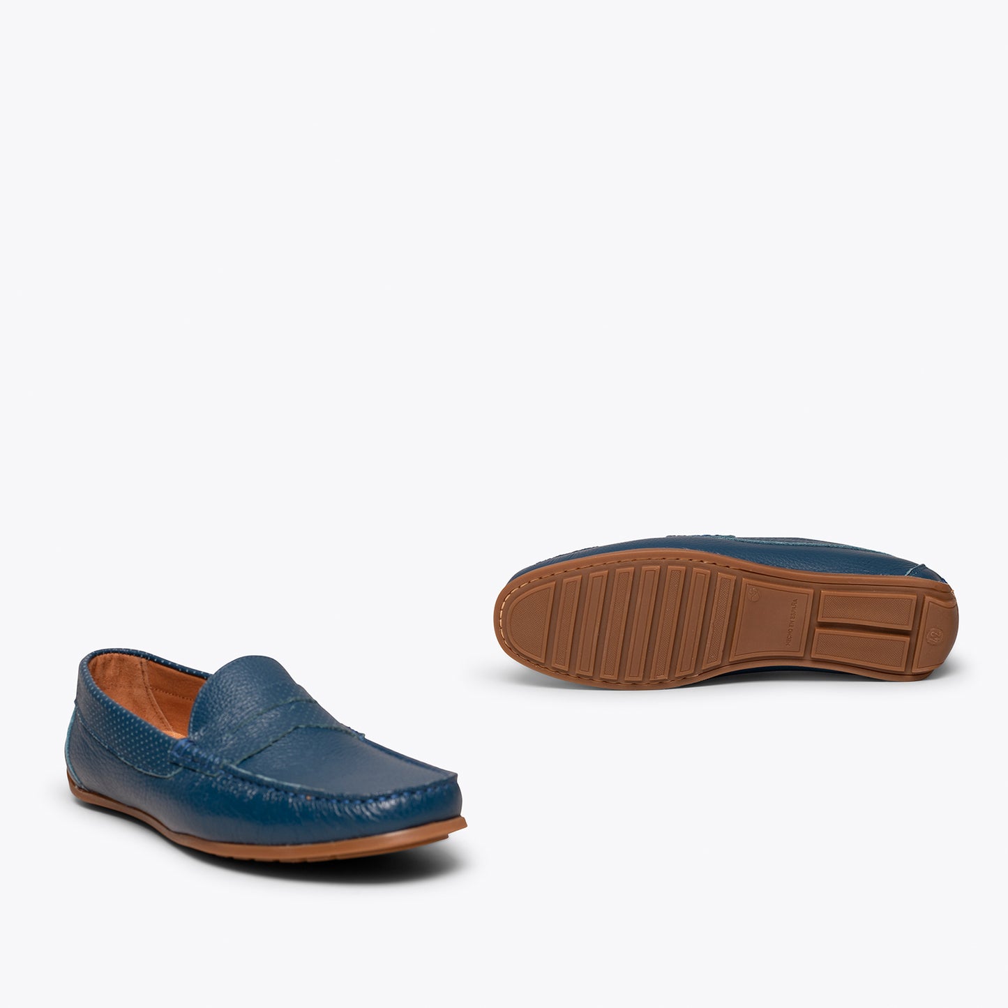 Calçado casual masculino de couro MOCCASIN BLUE 