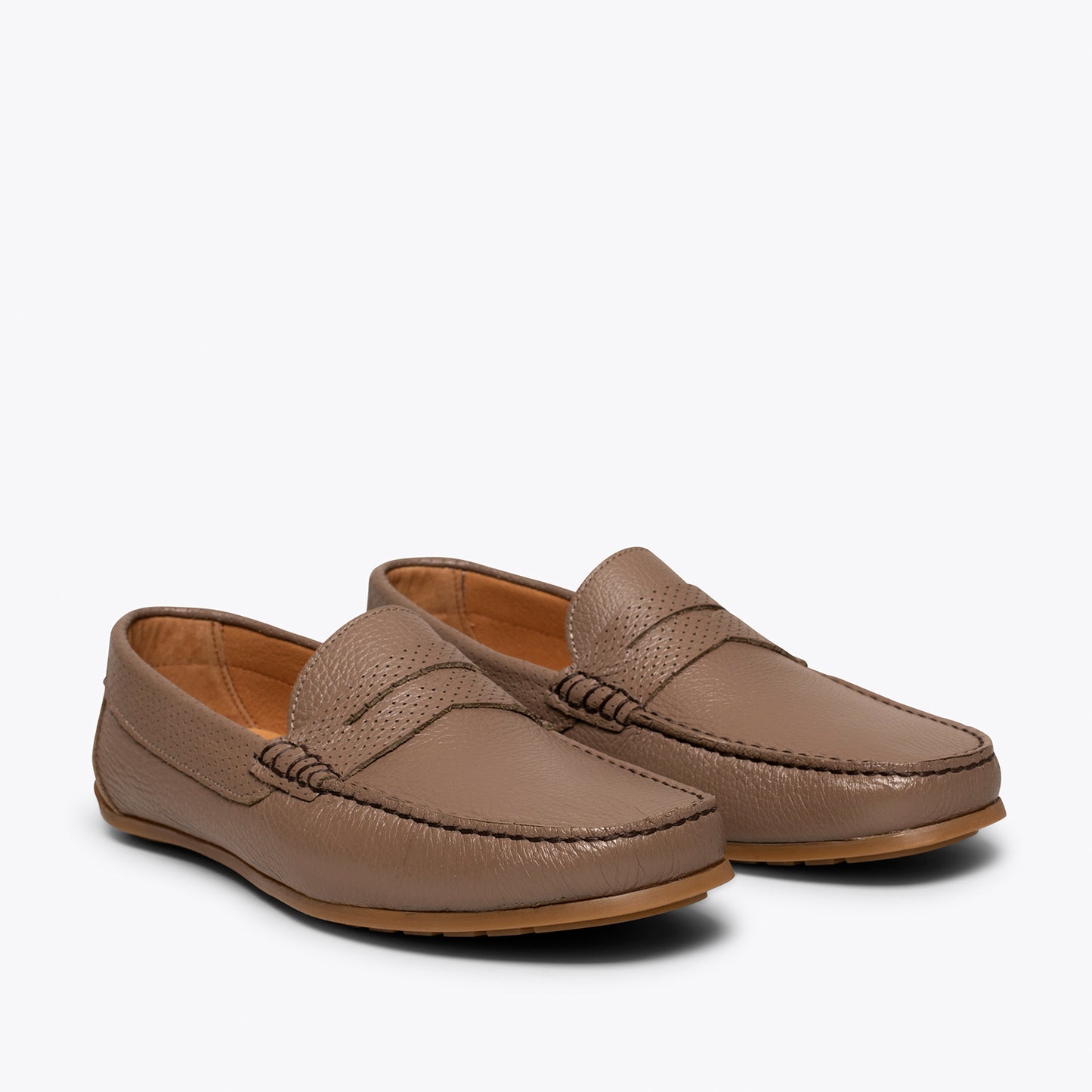 Calçado casual masculino de couro MOCCASIN TAUPE 