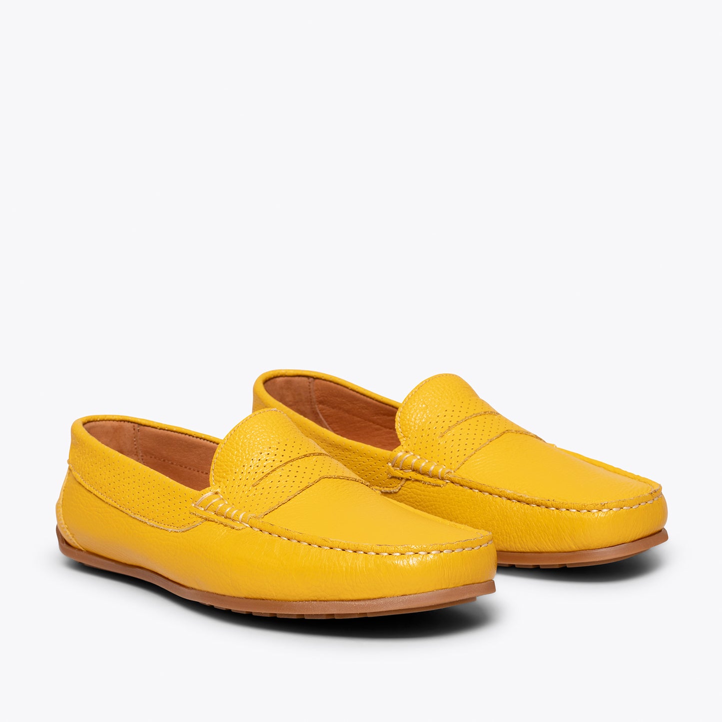 MOCASSIN JAUNE chaussures décontractées en cuir pour hommes 