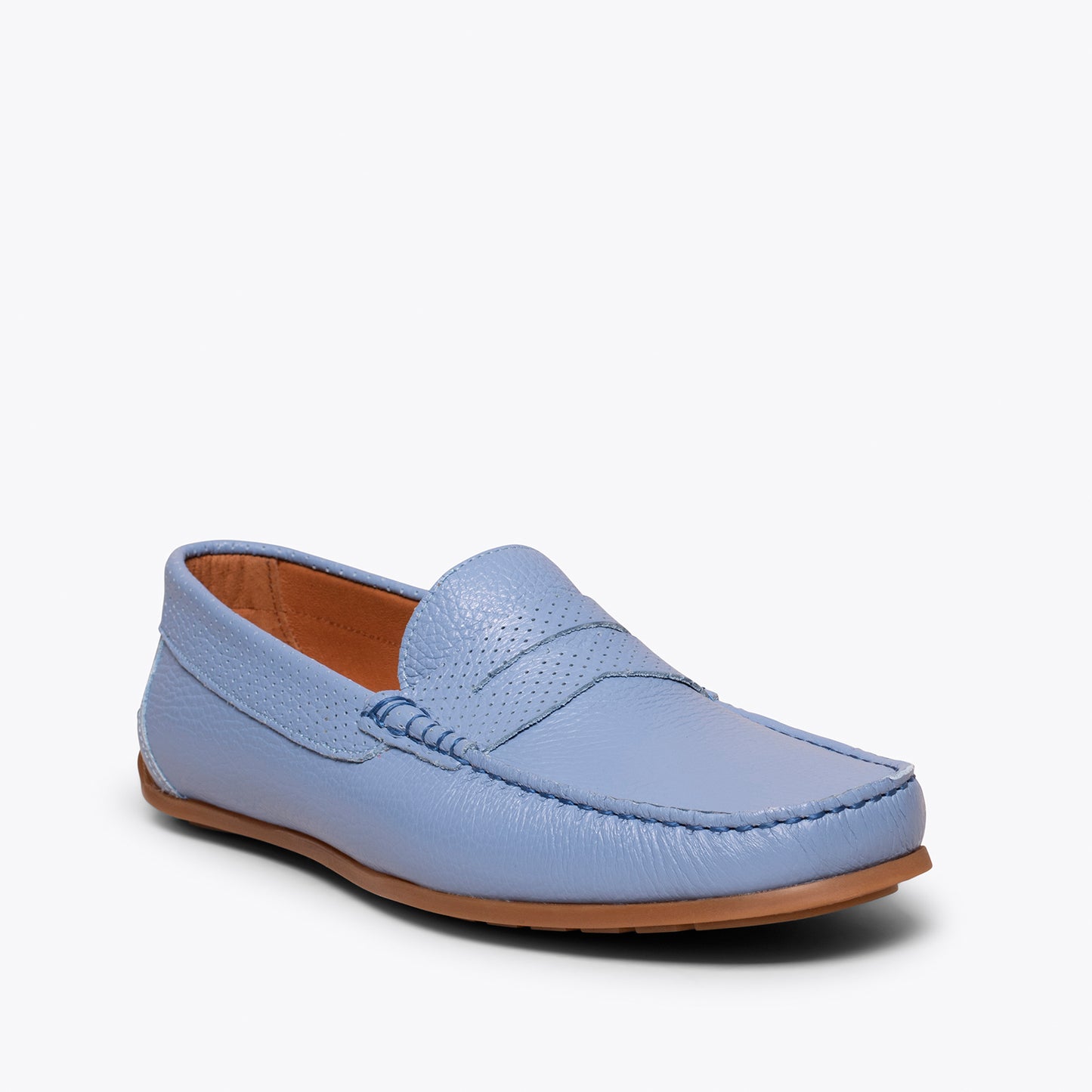 MOCASÍN Calzado casual para hombre de piel AZUL CLARO