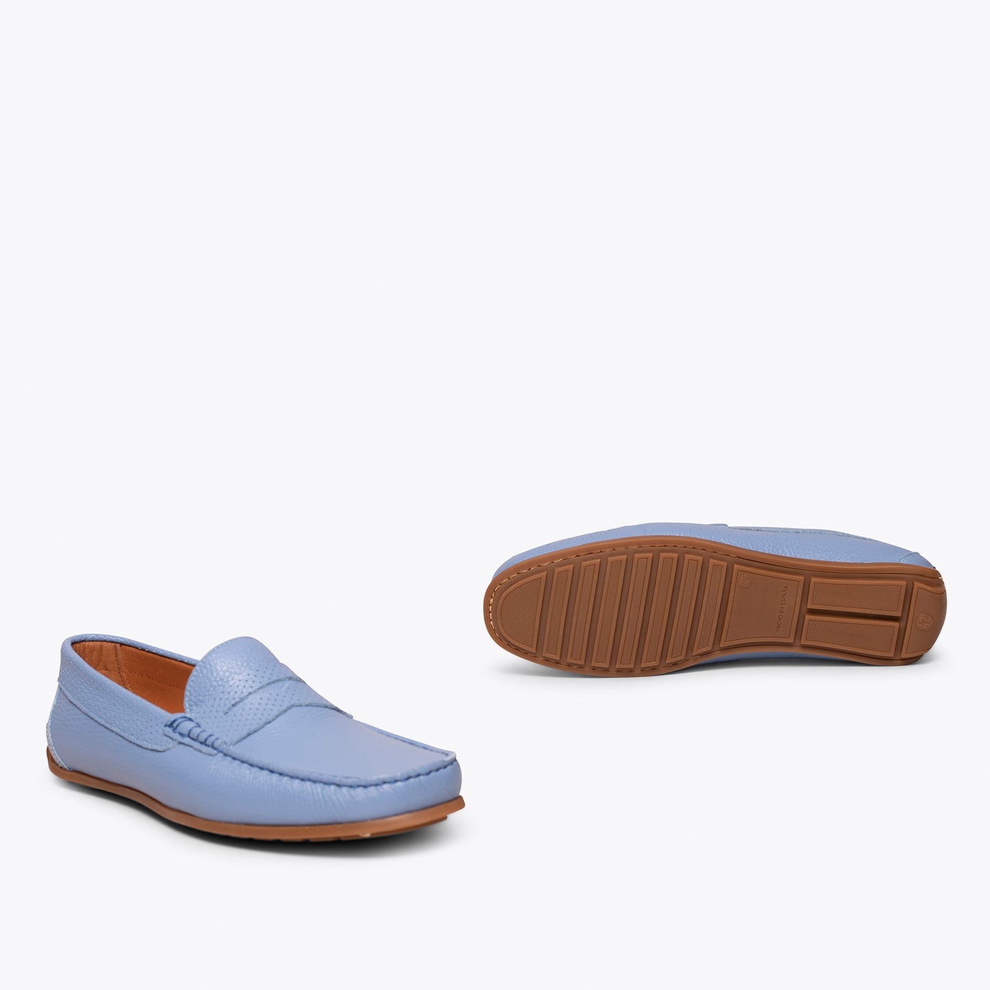 MOCASSIN Chaussures décontractées en cuir pour hommes BLEU CLAIR 