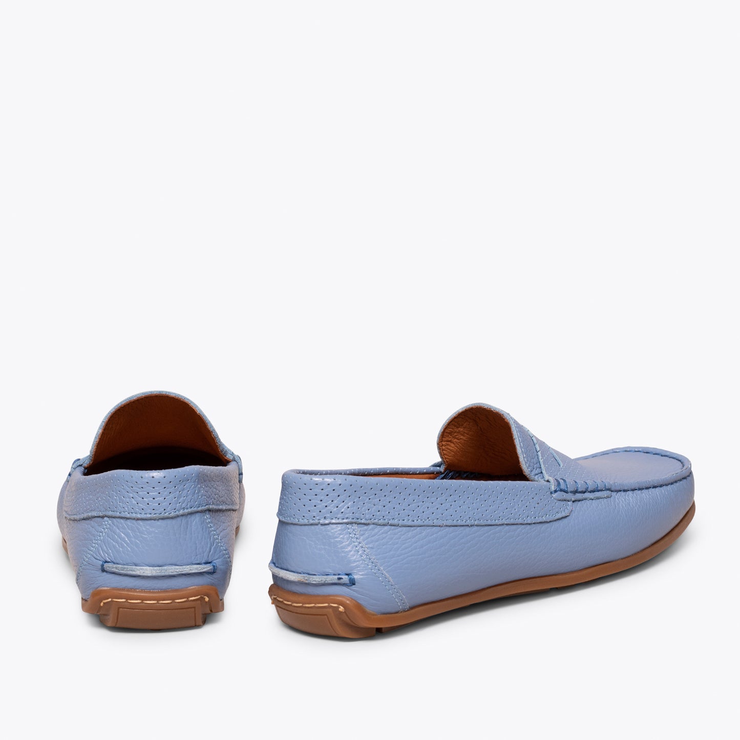 MOCASÍN Calzado casual para hombre de piel AZUL CLARO