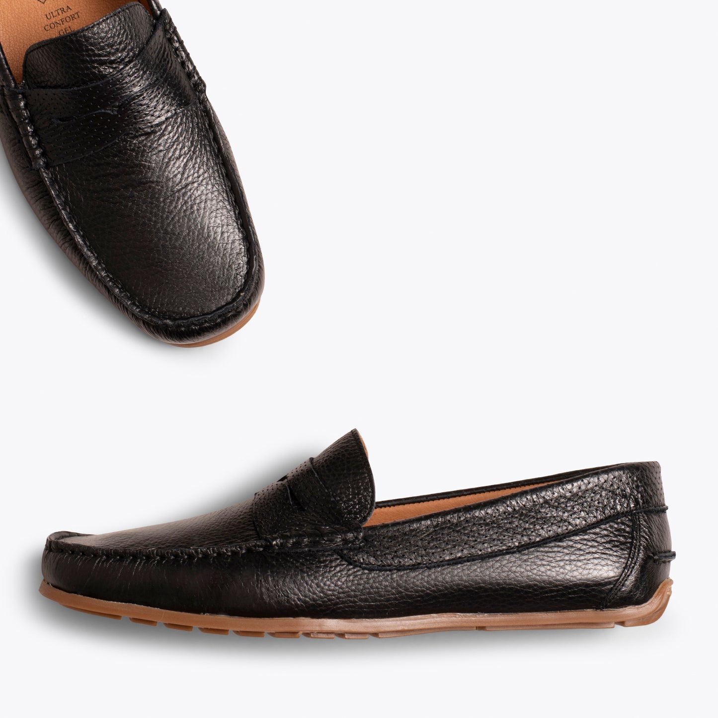 MOCASSIN Chaussures décontractées en cuir pour hommes NOIR 