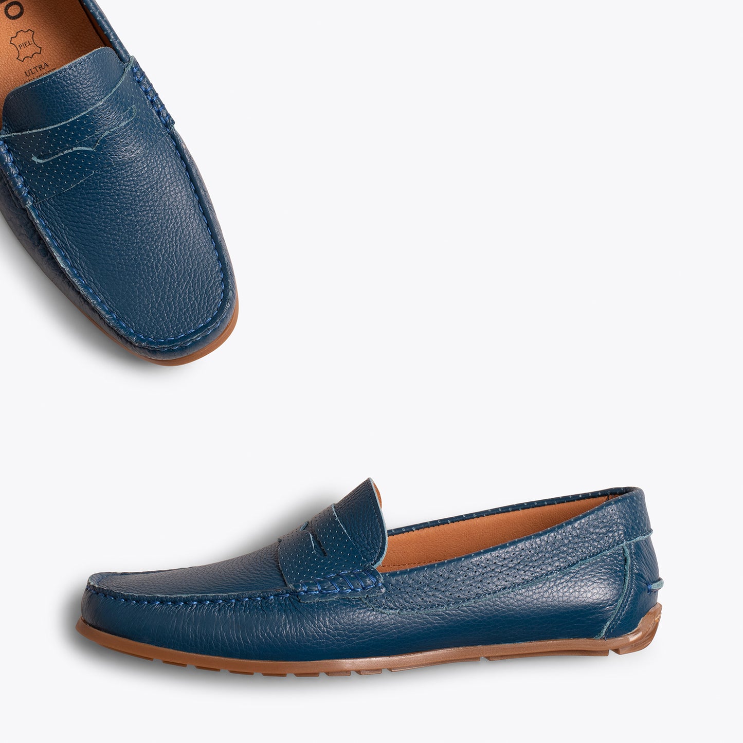 Calçado casual masculino de couro MOCCASIN BLUE 