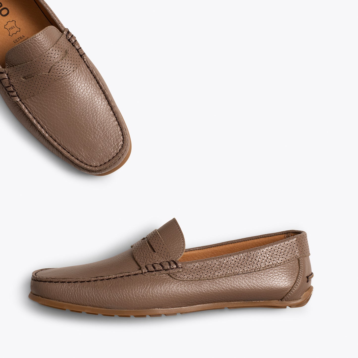 Calçado casual masculino de couro MOCCASIN TAUPE 