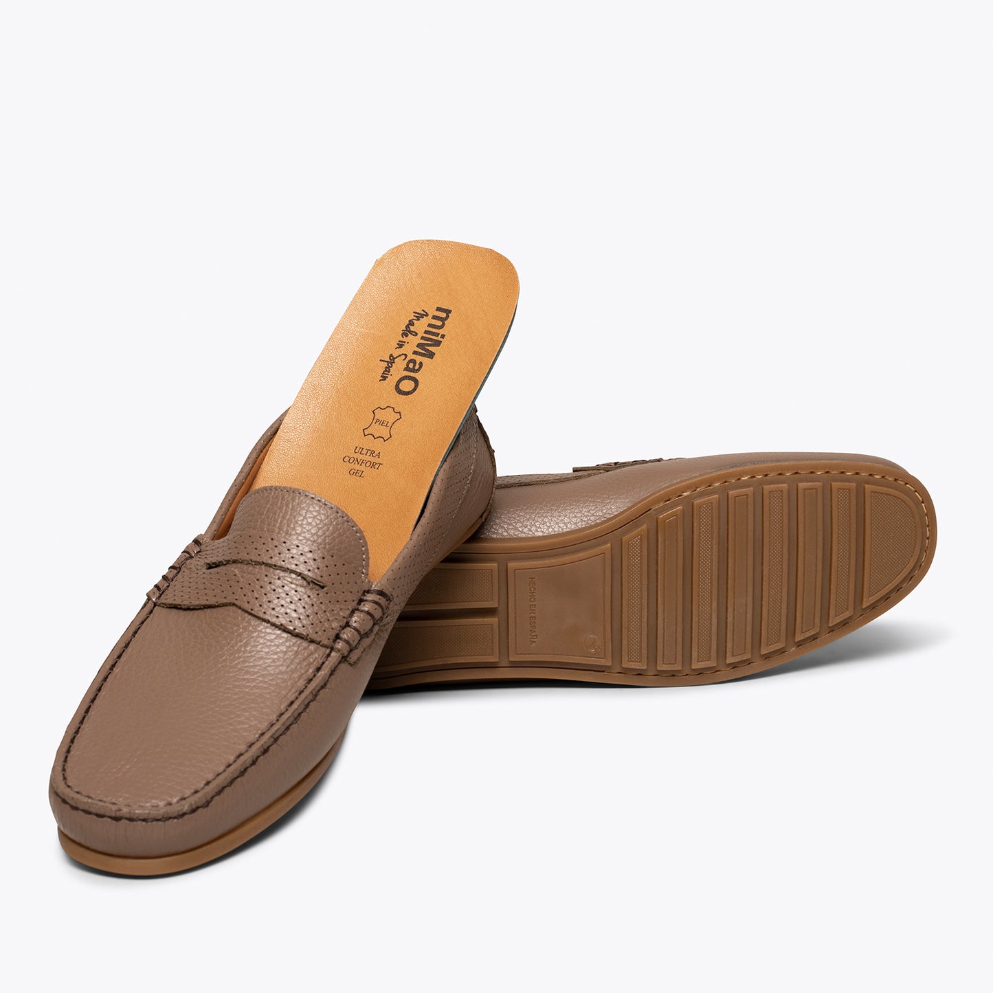 Calçado casual masculino de couro MOCCASIN TAUPE 