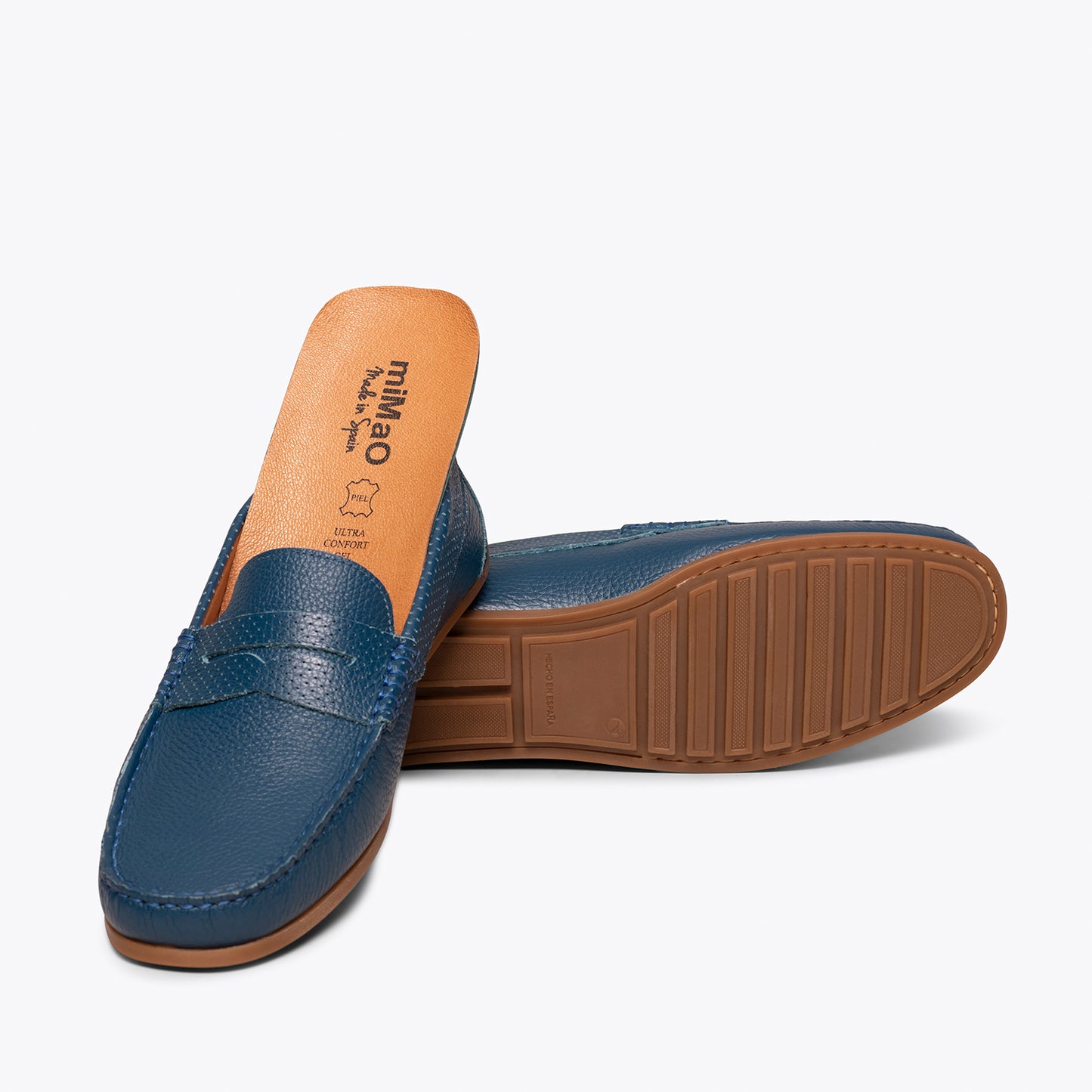 Calçado casual masculino de couro MOCCASIN BLUE 