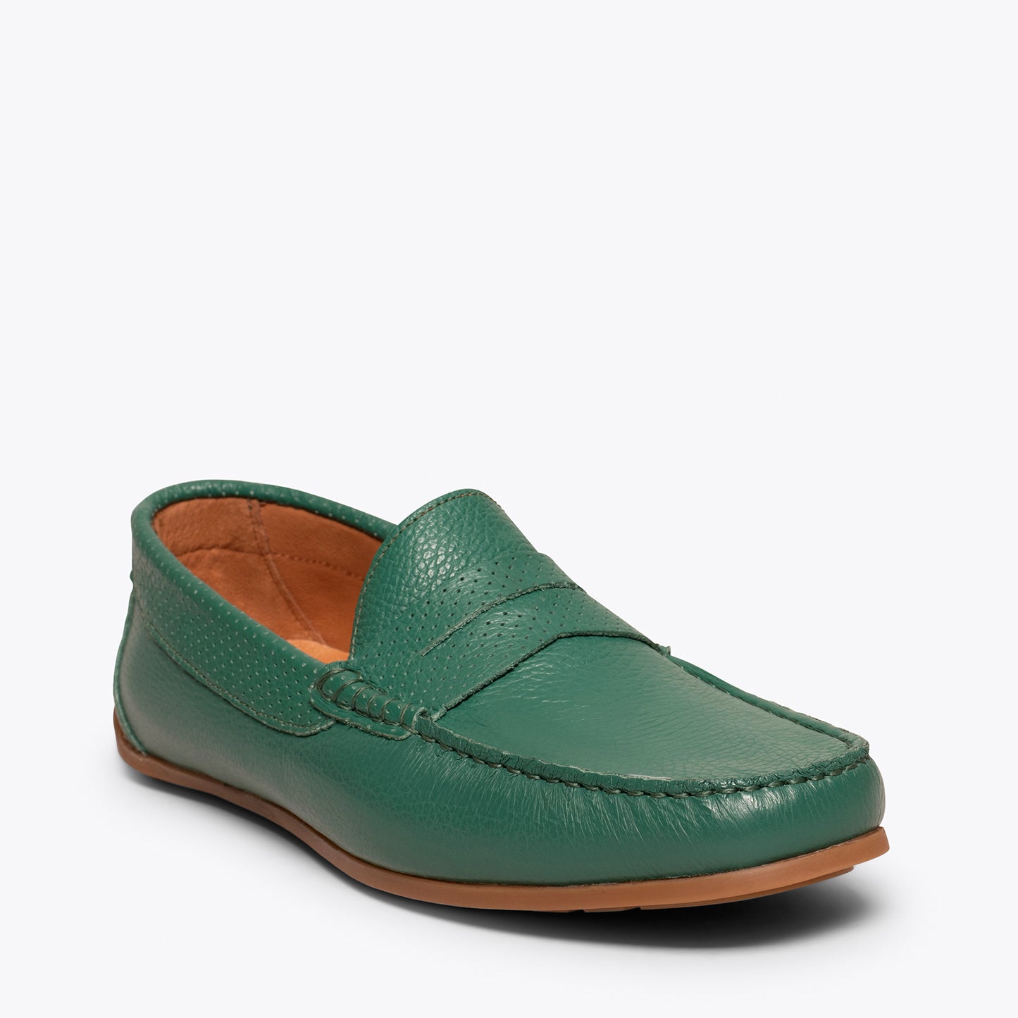 MOCCASIN VERT chaussures décontractées pour hommes en cuir 