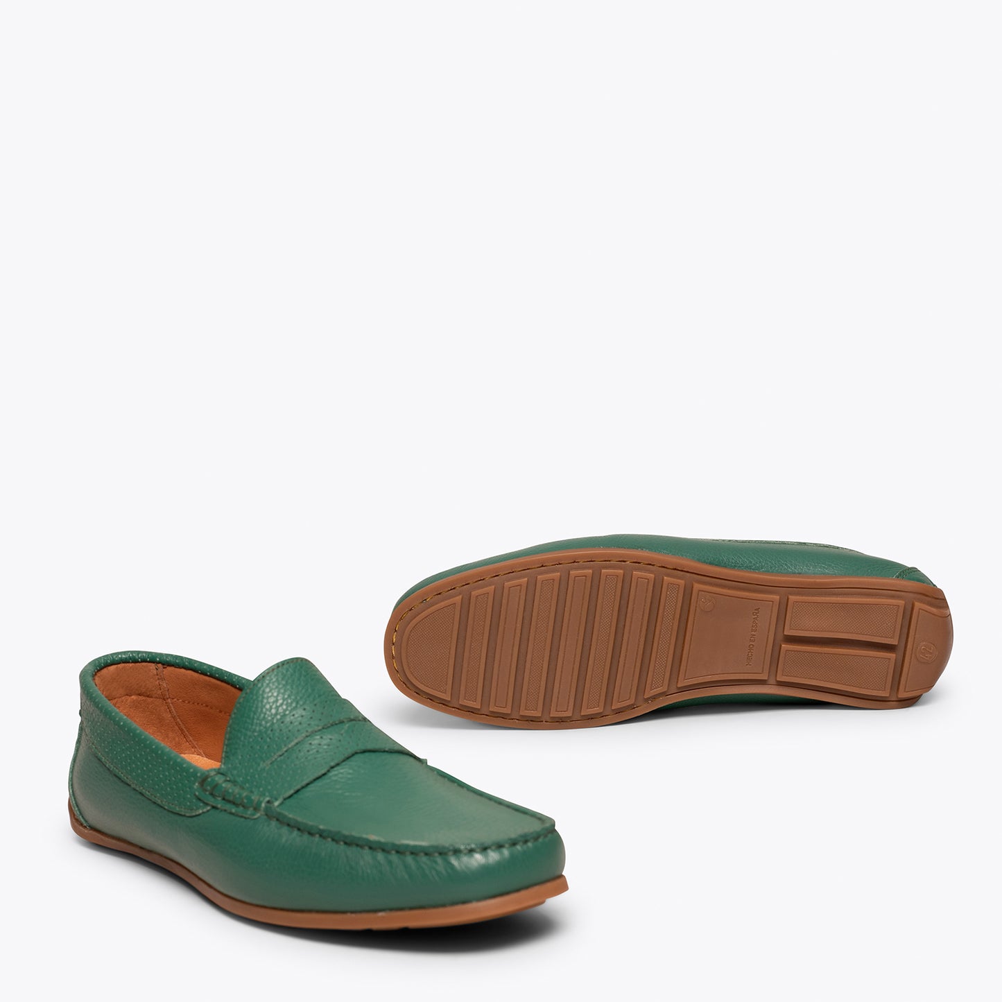 MOCCASIN VERT chaussures décontractées pour hommes en cuir 