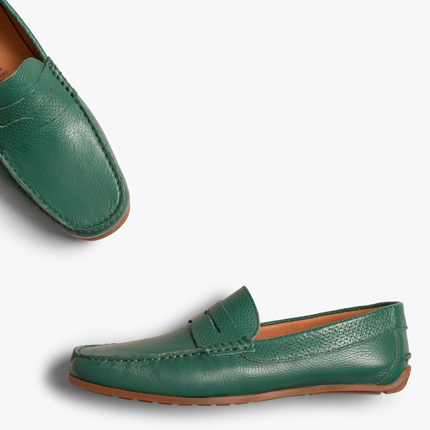 MOCCASIN VERT chaussures décontractées pour hommes en cuir 