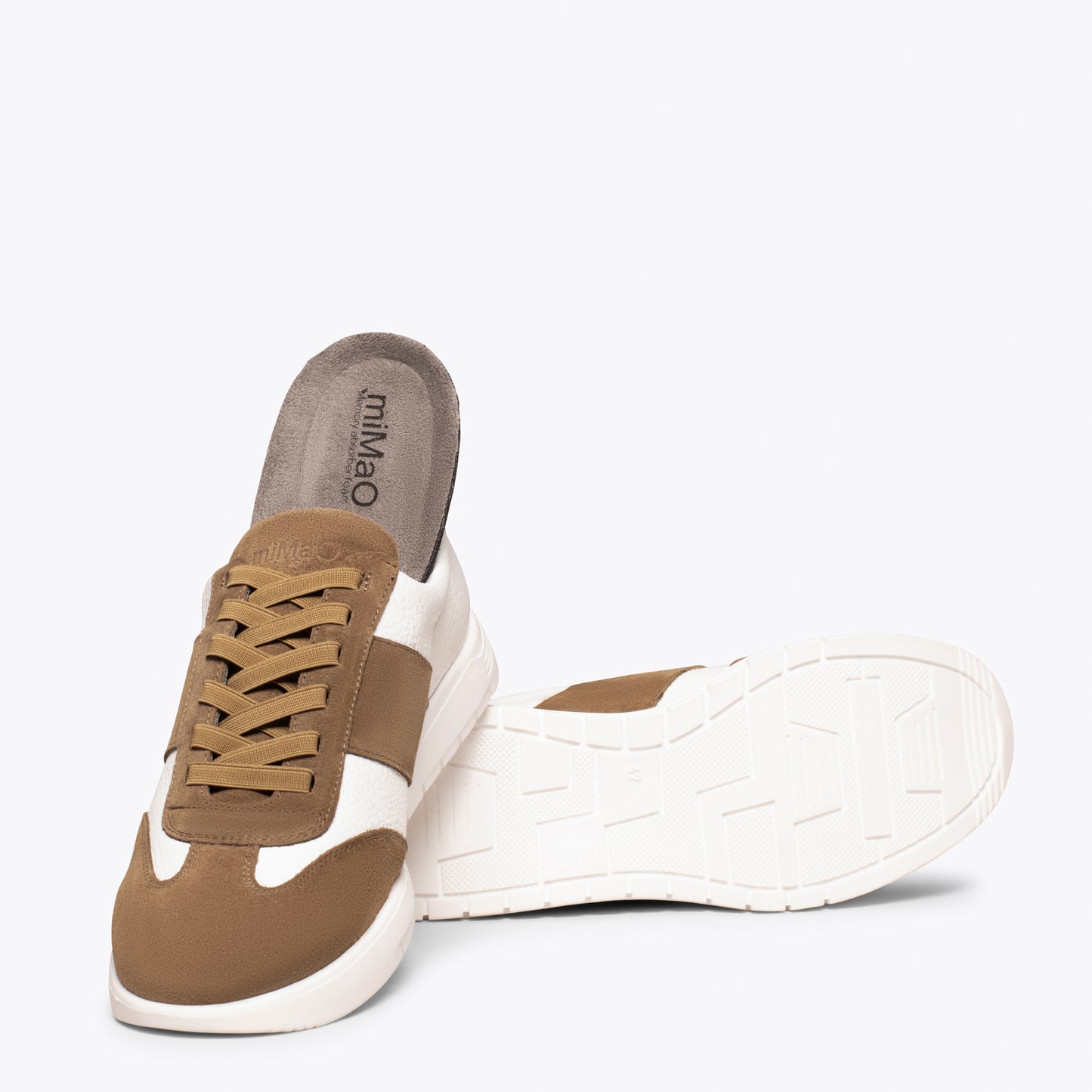 Tênis casual SPORT TAUPE em couro combinado 