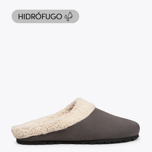 DREAM HOME Zapatillas con borreguito para hombre GRISES