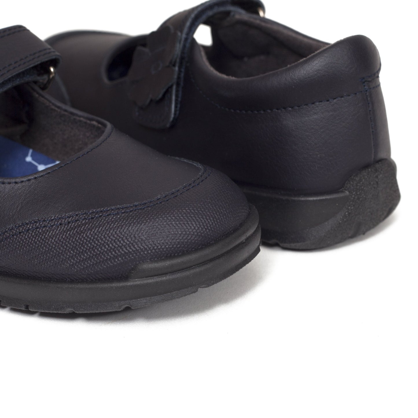 Chaussures d'école pour fille « Merceditas » avec fleur bleu marine 