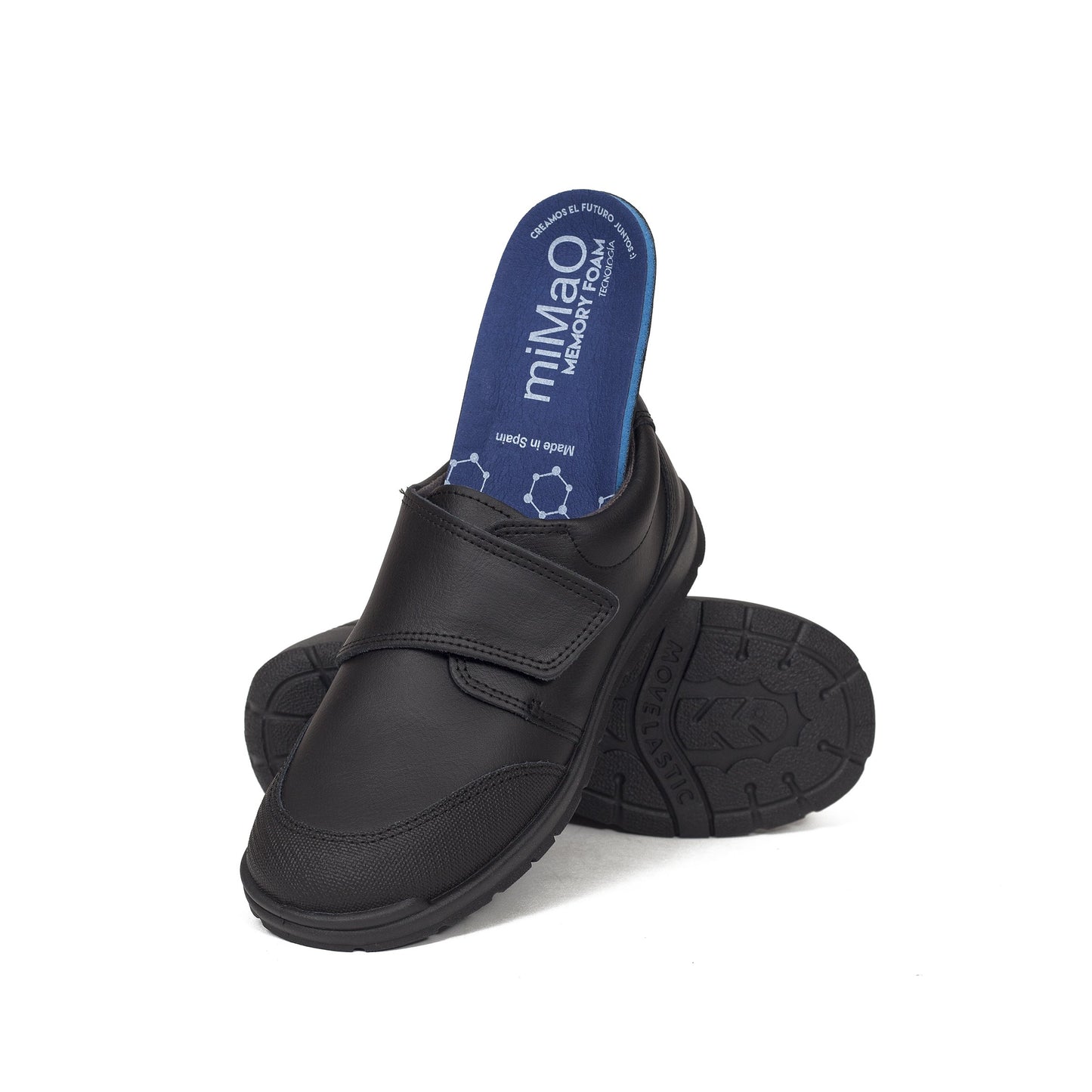 Chaussures d'école classiques pour enfants avec velcro en cuir noir 