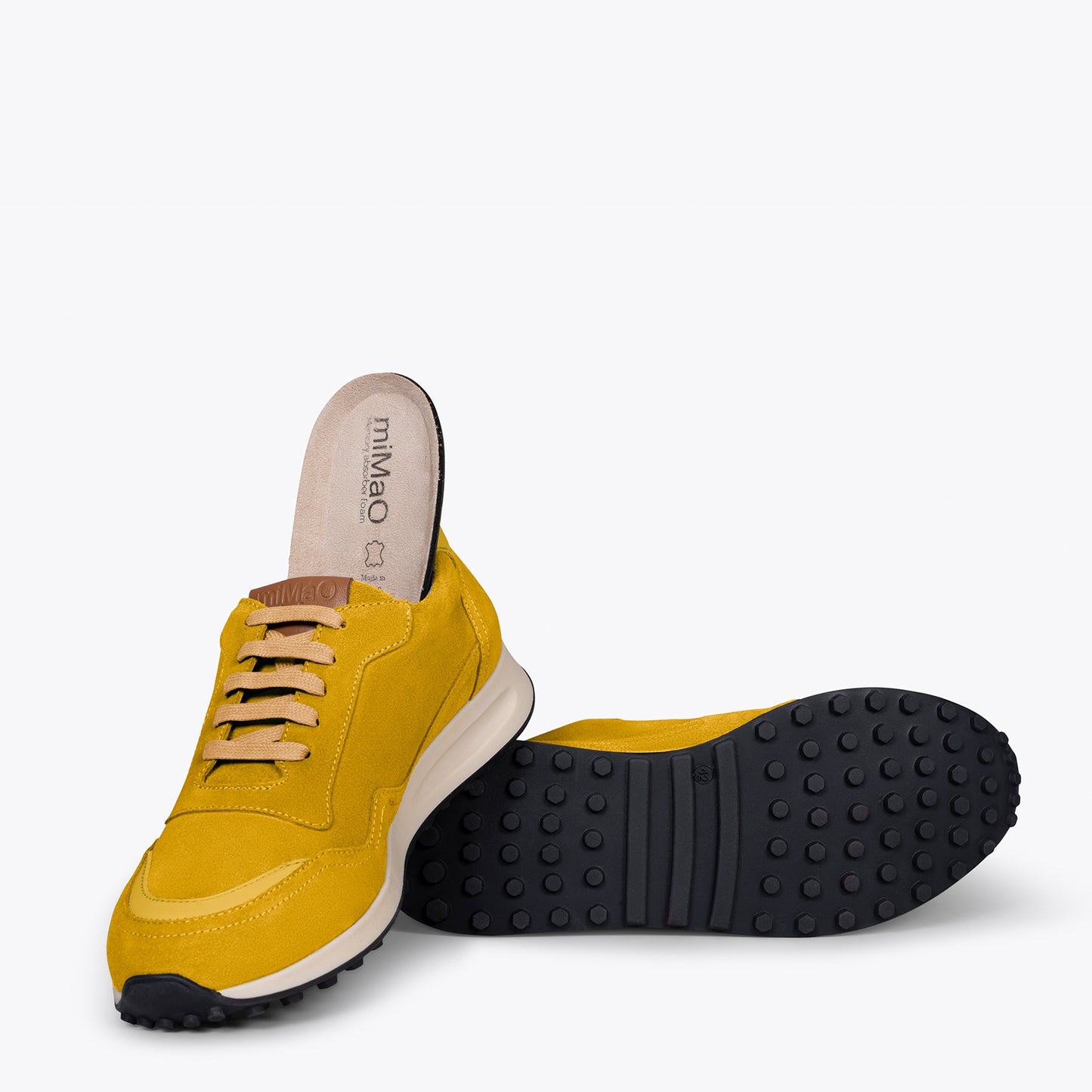 BOSTON Zapatillas de piel para hombre MOSTAZA