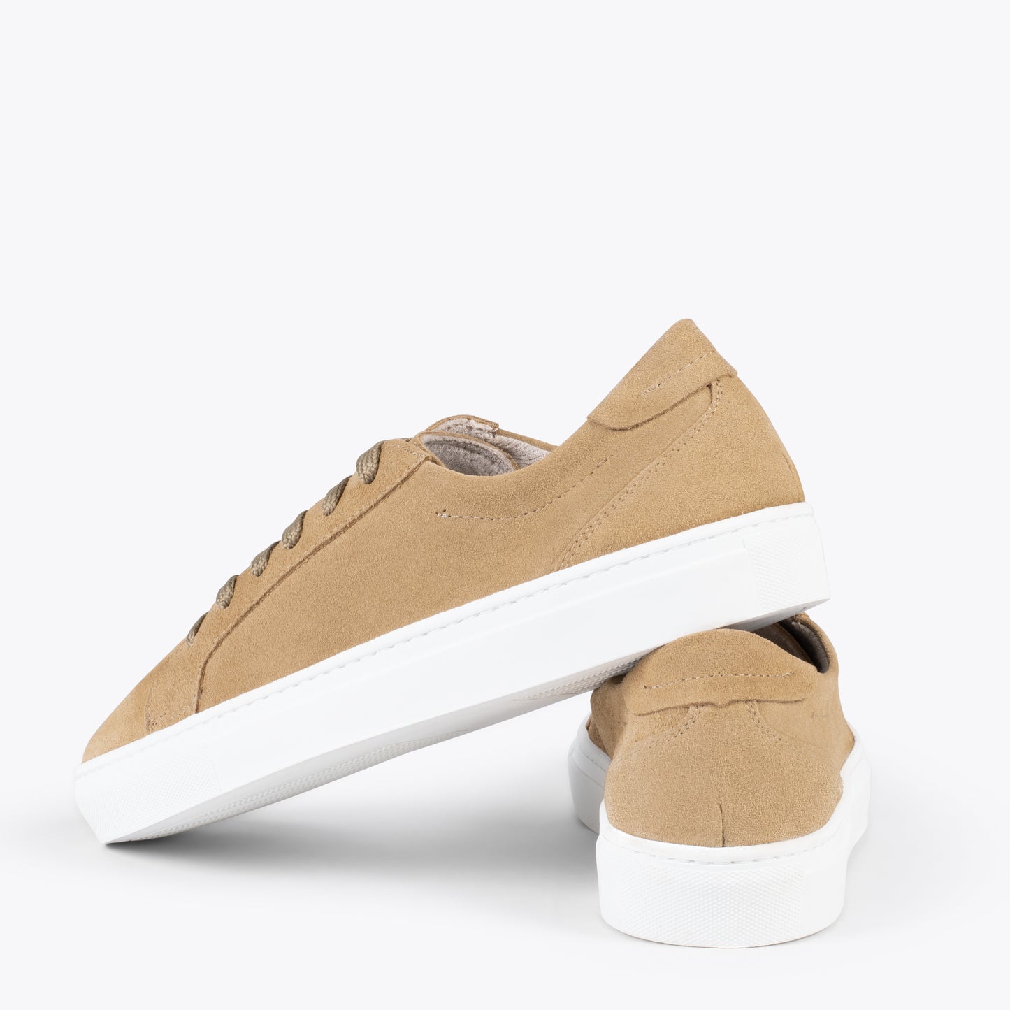 ENJOY – Sneakers de piel de serraje BEIGE