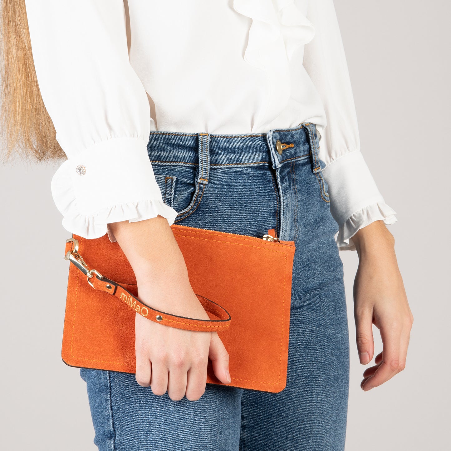 URBAN - Bolsa clutch em couro LARANJA 