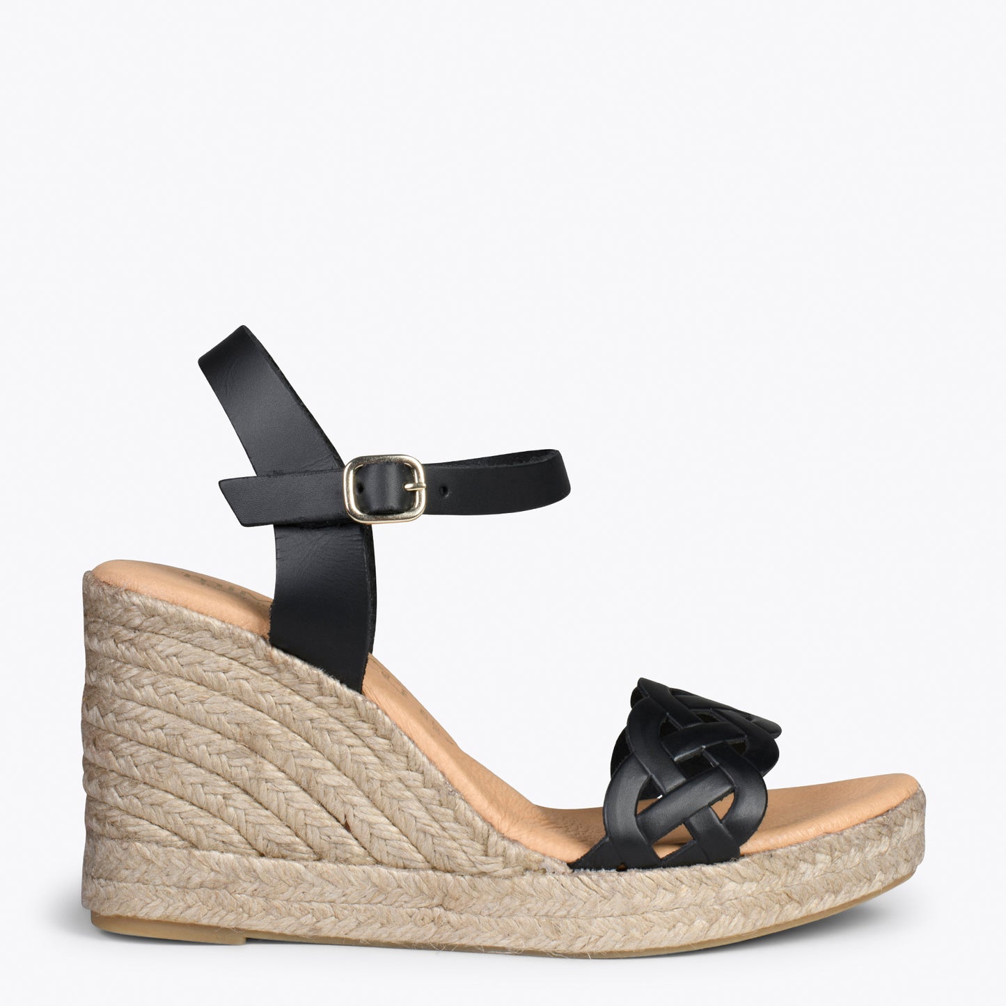 OASIS – Wedges en sparte grillé avec galon NOIR 