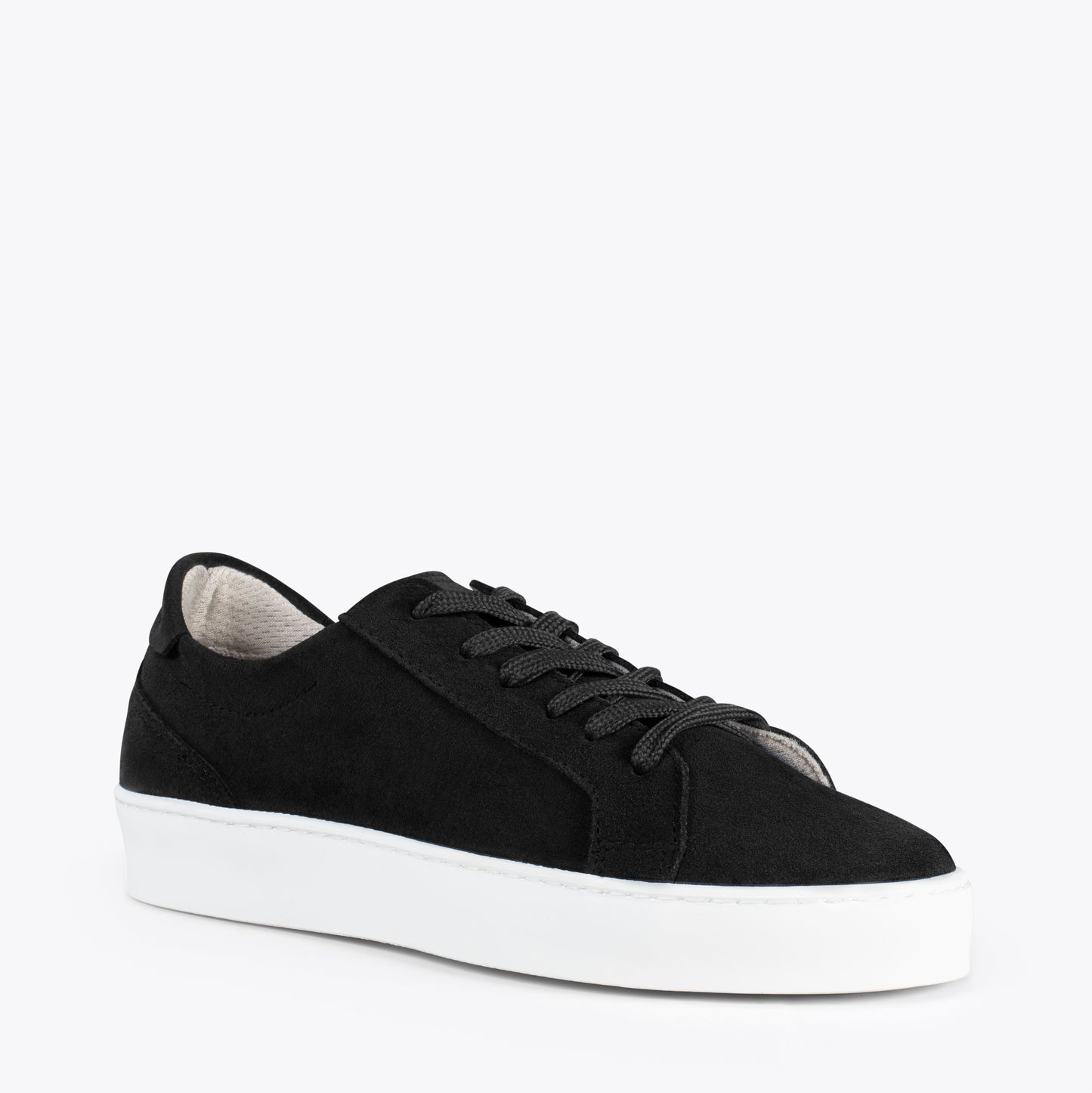 ENJOY – Sneakers de piel de serraje NEGRO