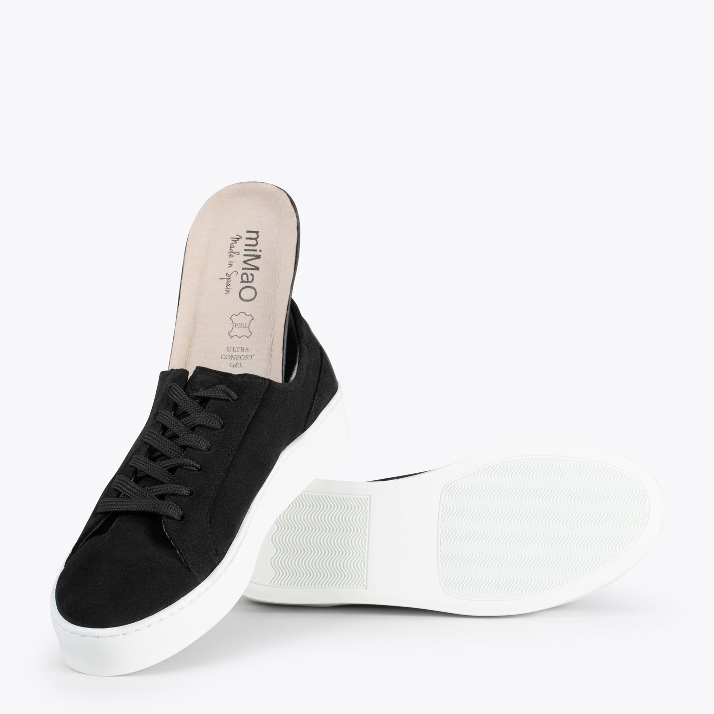 ENJOY – Sneakers de piel de serraje NEGRO