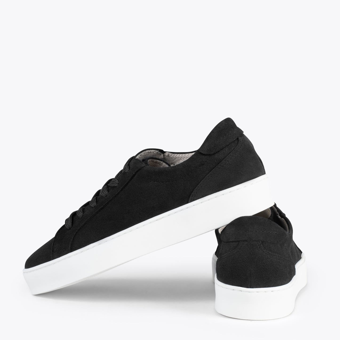 ENJOY – Sneakers de piel de serraje NEGRO