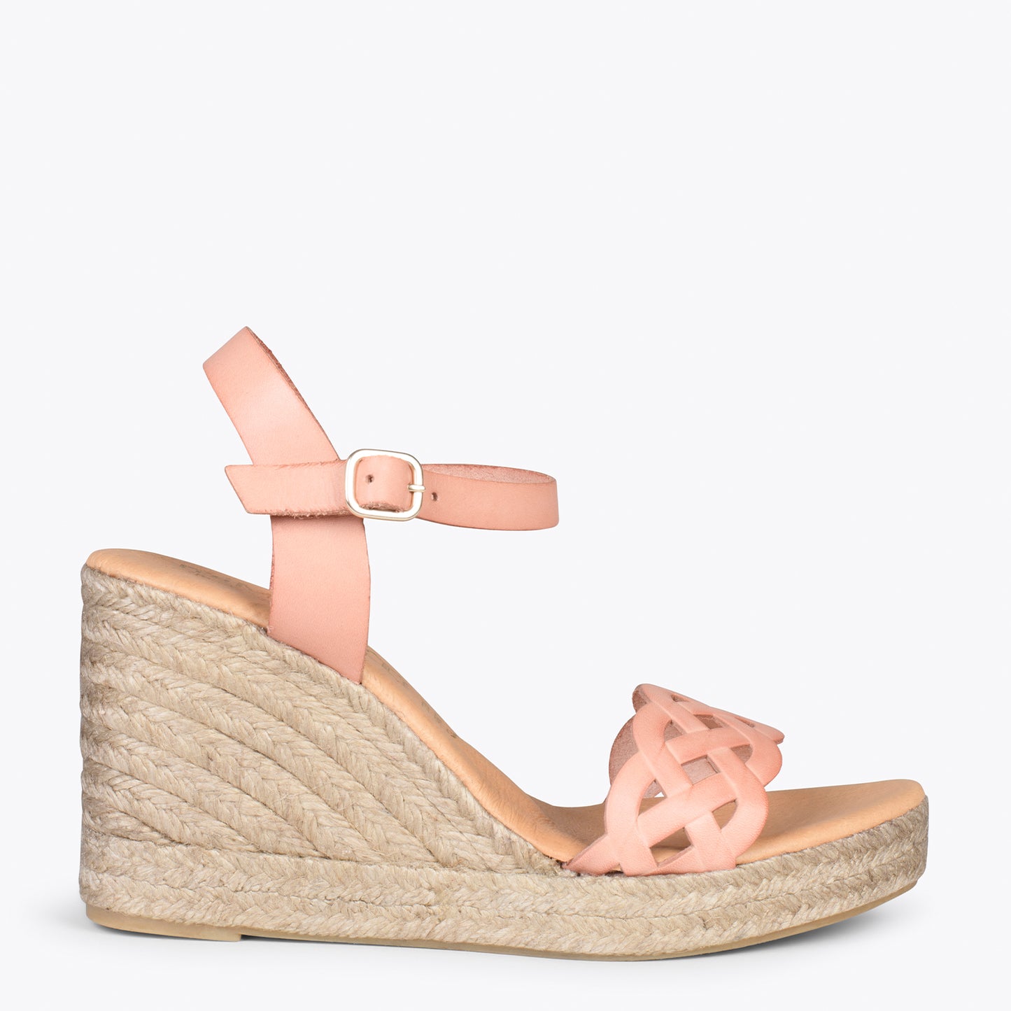 OASIS – Wedges en sparte grillé avec galon NUDE 