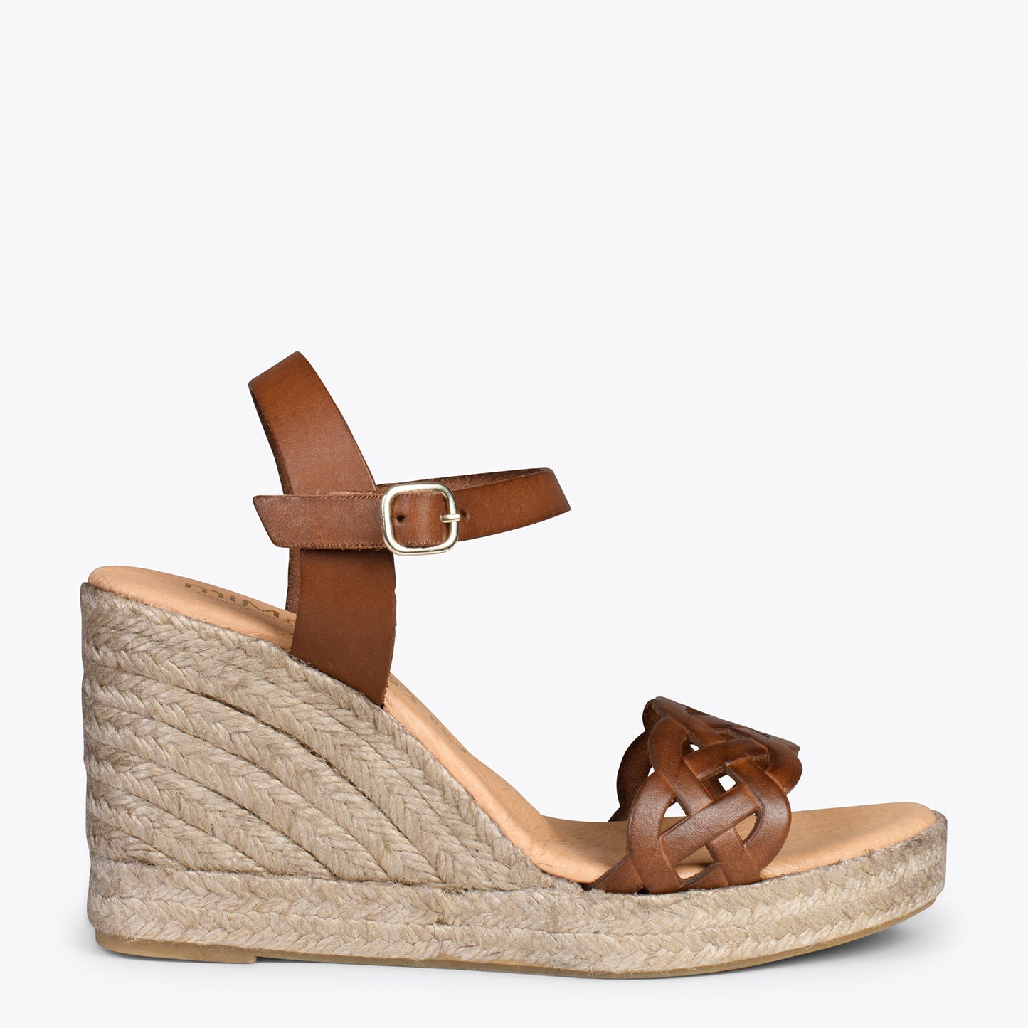 OASIS – Wedges en sparte grillé avec galon MARRON 