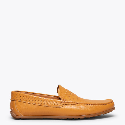 Calçado casual masculino de couro MOCCASIN CAMEL 