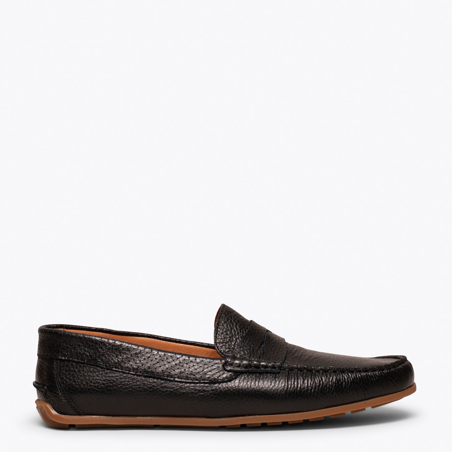 MOCCASIN Calçado casual masculino de couro PRETO 